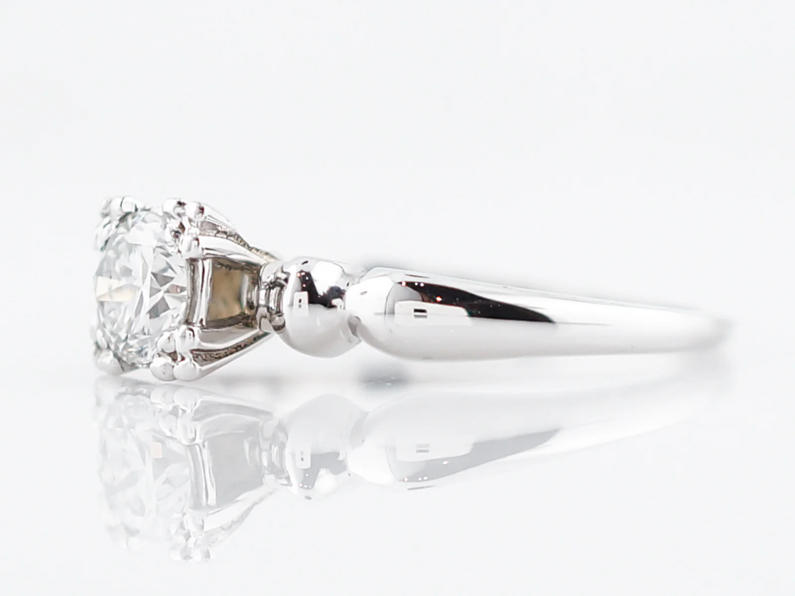 Antique Solitaire Engagement Ring Late Art Deco in 14k - Image 2
