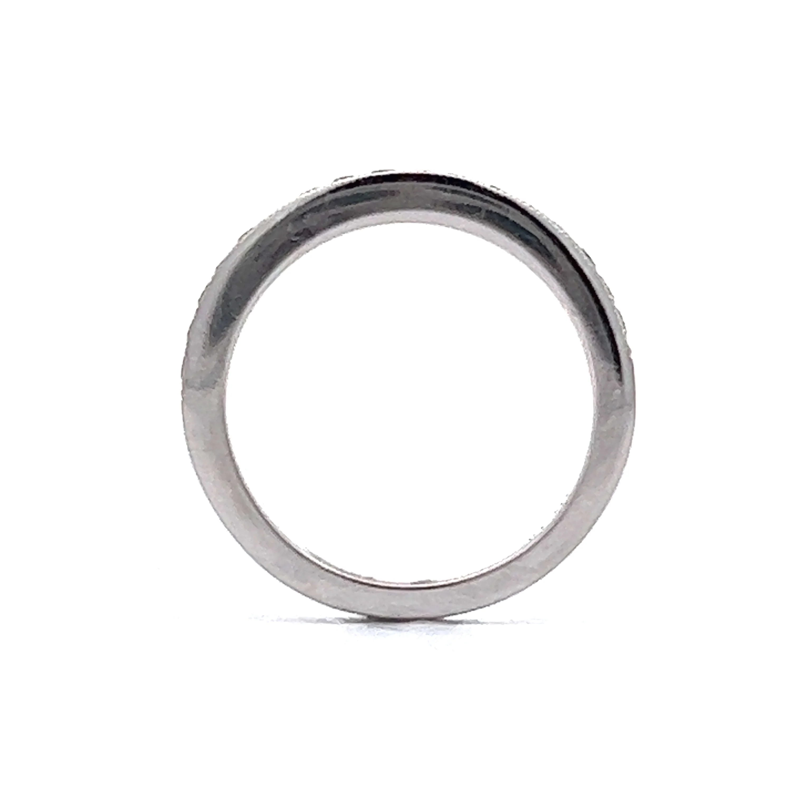 Antique Style Wedding Band w/ Diamonds in White Gold - Image 4