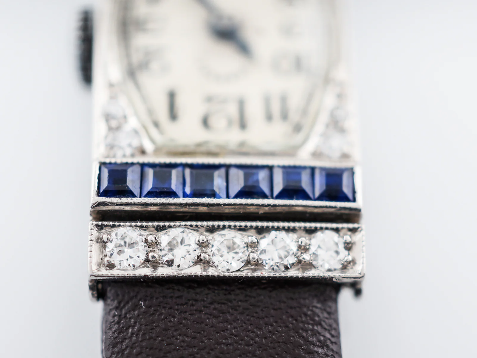 Antique Tiffany & Co Ladies Watch Art Deco 1.20 Square Cut Sapphires and .44 Diamonds in Platinum - Image 4