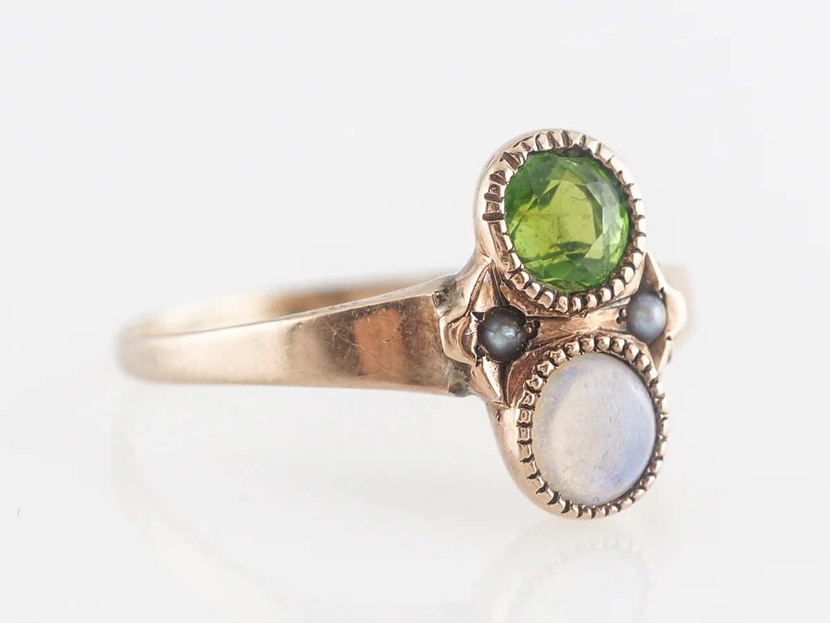 Antique Tourmaline & Opal Cocktail Ring in 9k Yellow Gold - Image 3