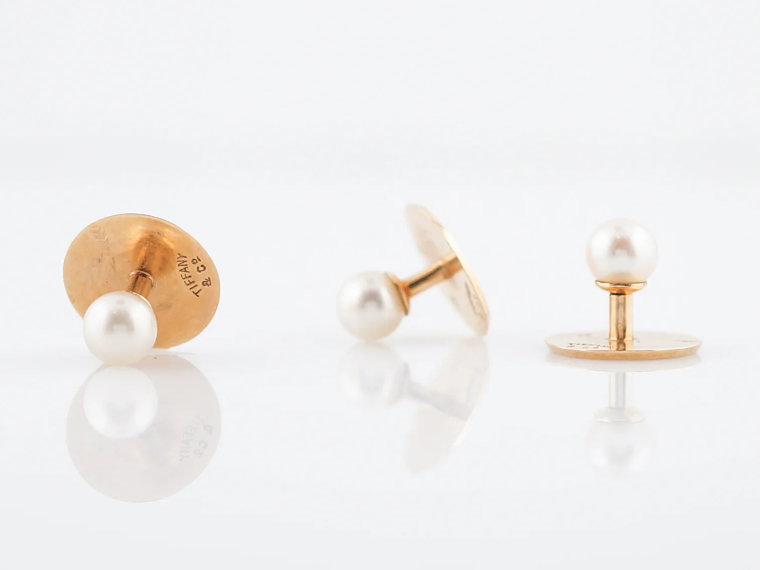 Antique Tuxedo Studs Victorian Tiffany & Co. Pearl in 18K Yellow Gold - Image 4