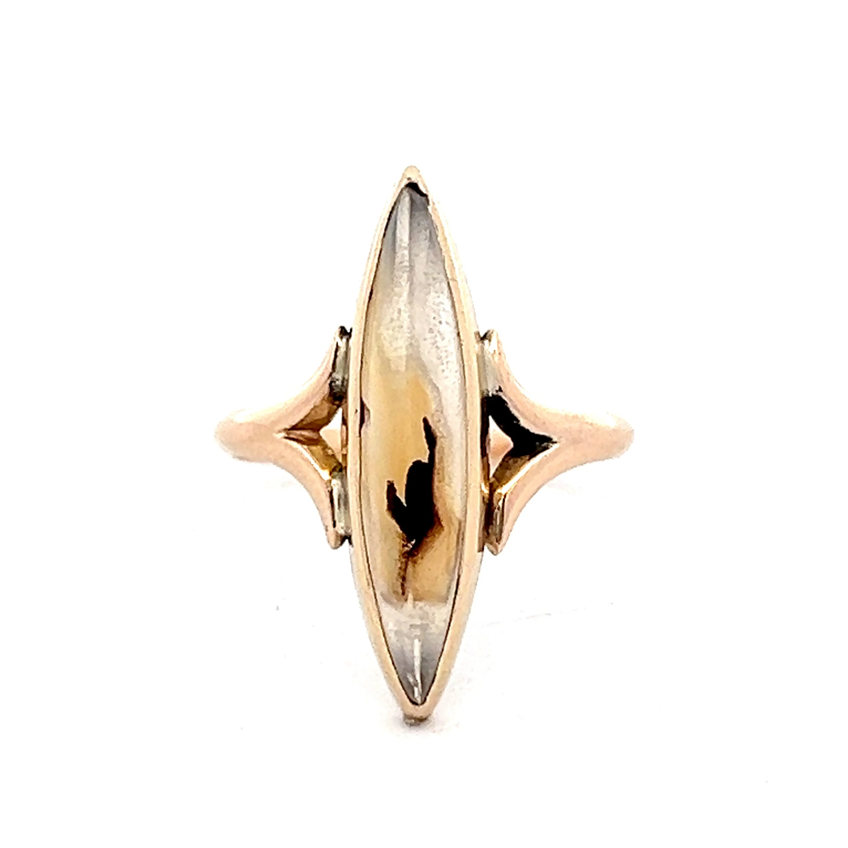 Antique Victorian Agate Cocktail Ring in 10k Rose Gold