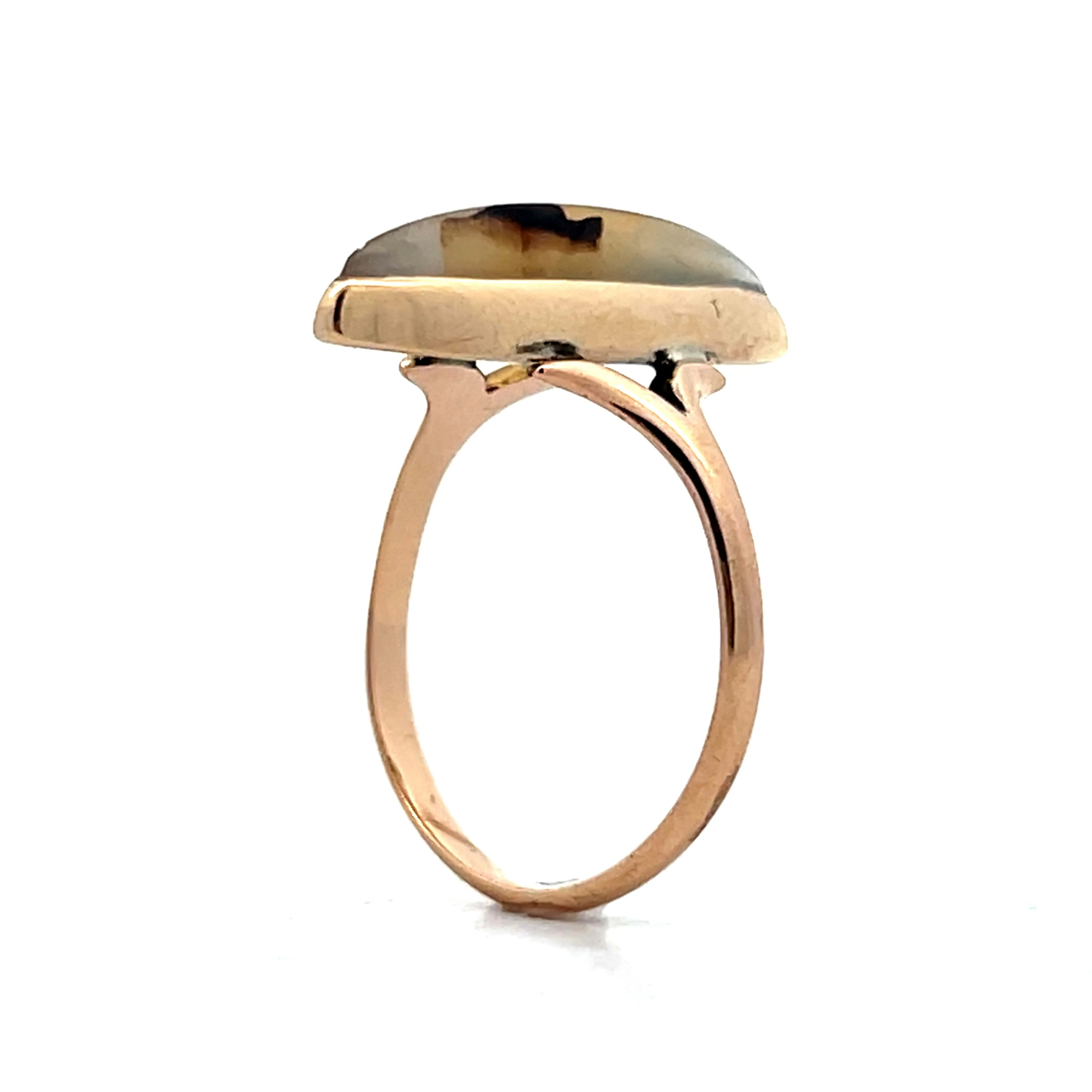 Antique Victorian Agate Cocktail Ring in 10k Rose Gold - Image 5