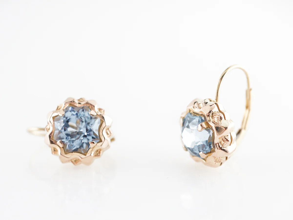 Antique Victorian Aquamarine Earrings in 18k Yellow Gold