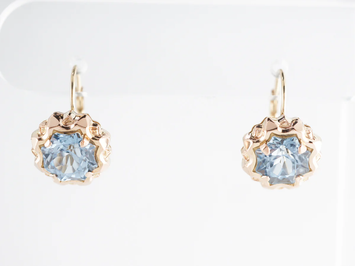 Antique Victorian Aquamarine Earrings in 18k Yellow Gold - Image 2