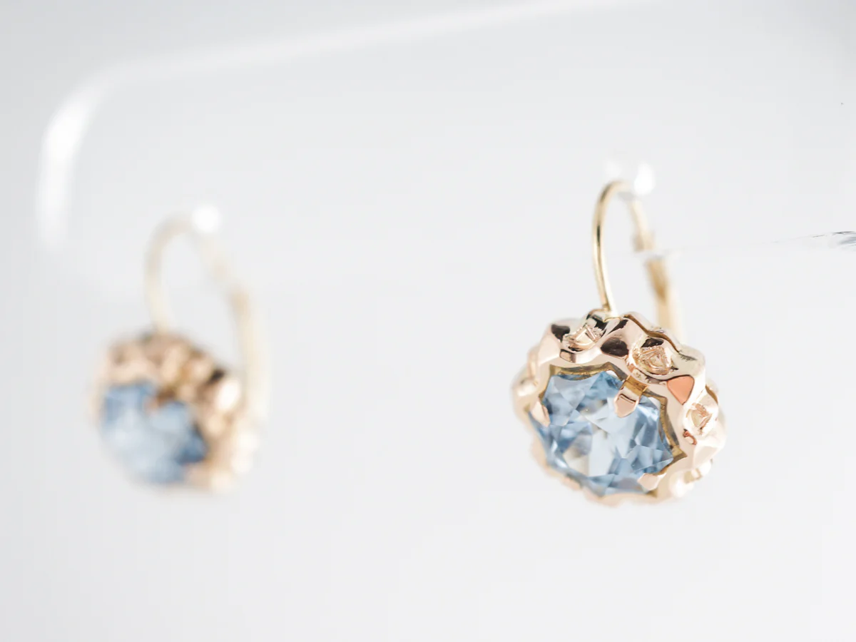 Antique Victorian Aquamarine Earrings in 18k Yellow Gold - Image 3