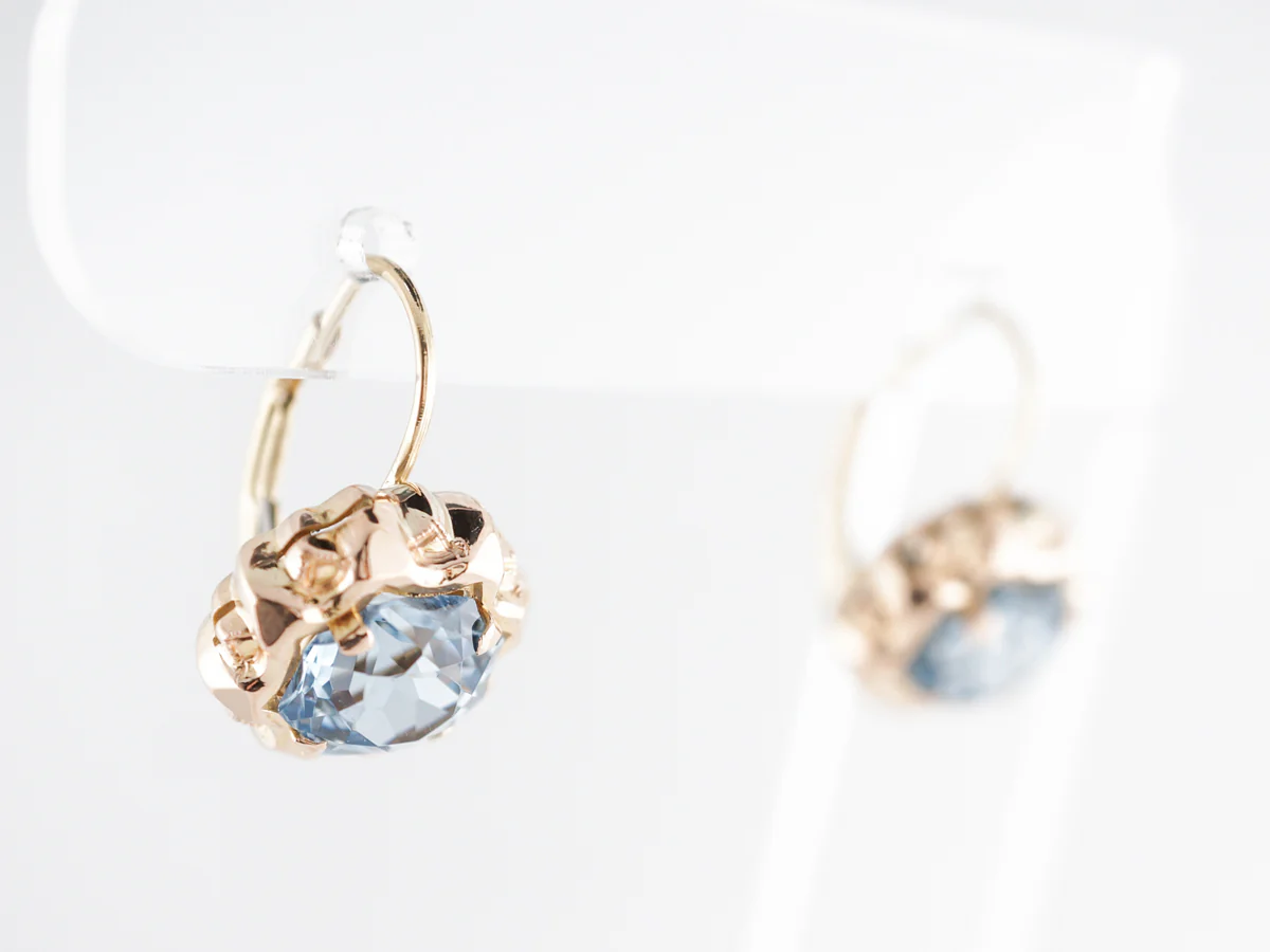 Antique Victorian Aquamarine Earrings in 18k Yellow Gold - Image 4