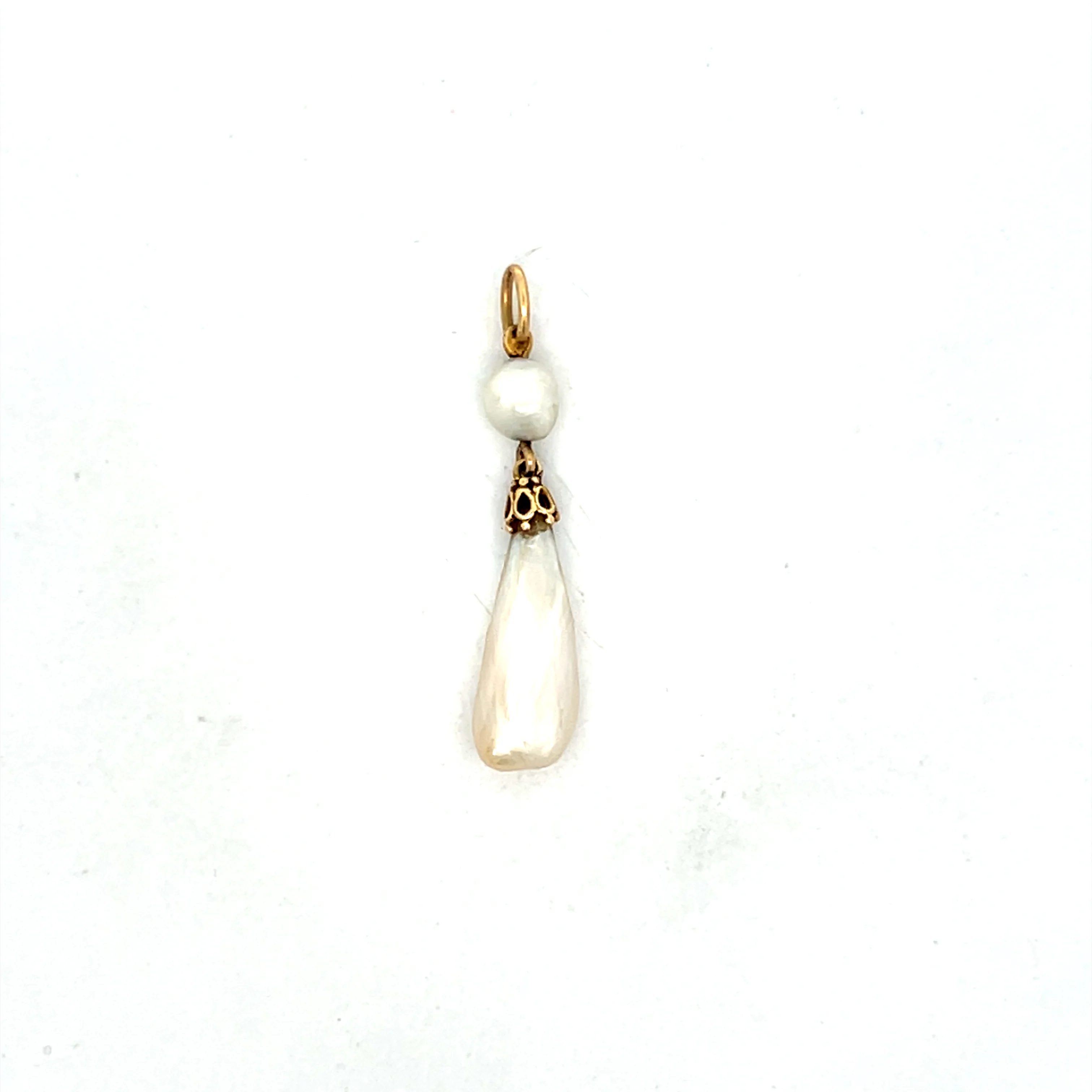 Antique Victorian Baroque Pearl Charm Pendant - Image 2