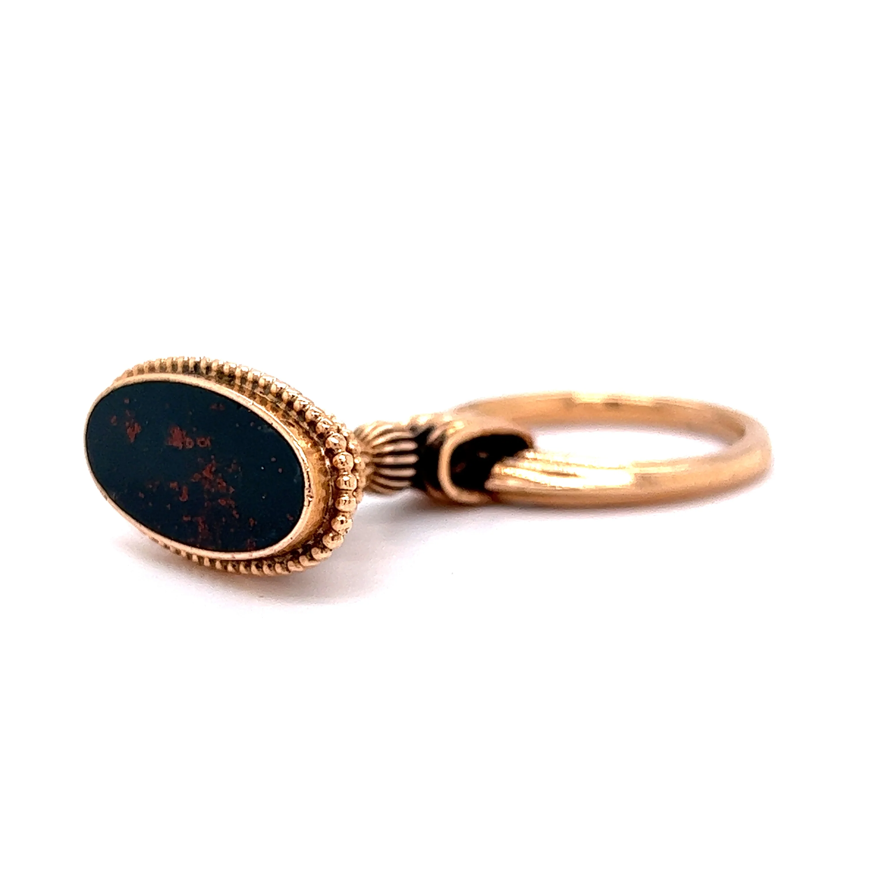 Antique Victorian Bloodstone Pendant in 14k Yellow Gold - Image 4