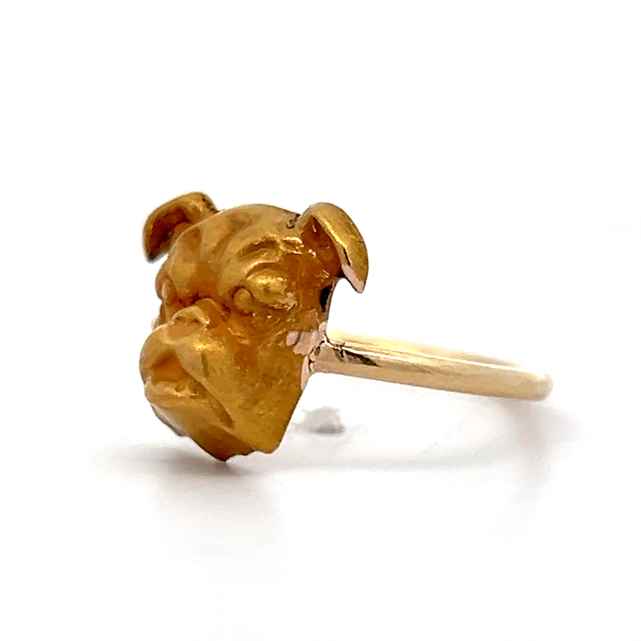 Antique Victorian Bulldog Ring in 9k Yellow Gold - Image 2
