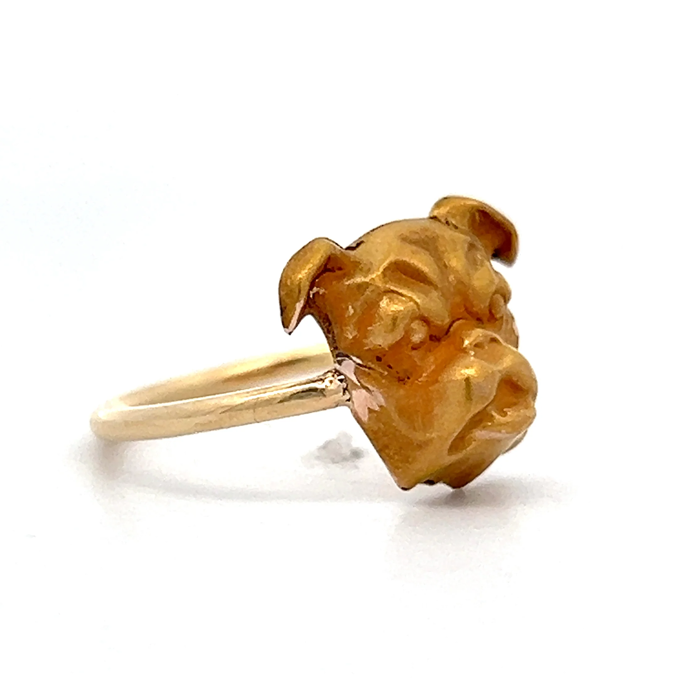 Antique Victorian Bulldog Ring in 9k Yellow Gold - Image 3
