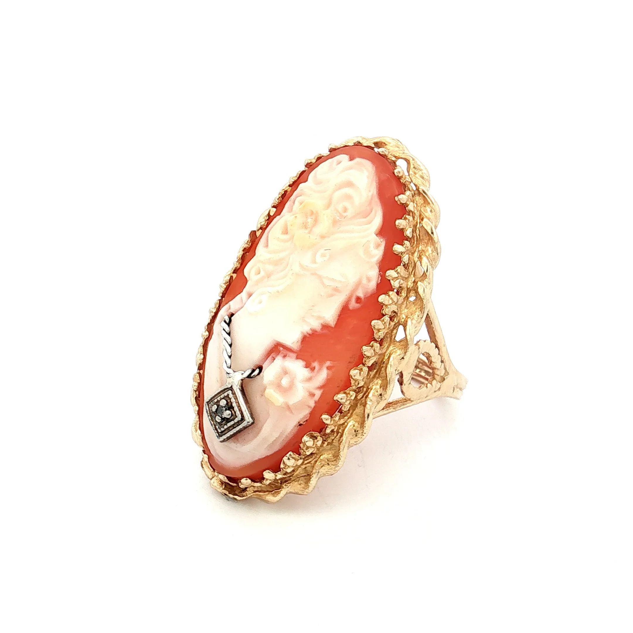 Antique Victorian Cameo Cocktail Ring 14k Yellow Gold - Image 2