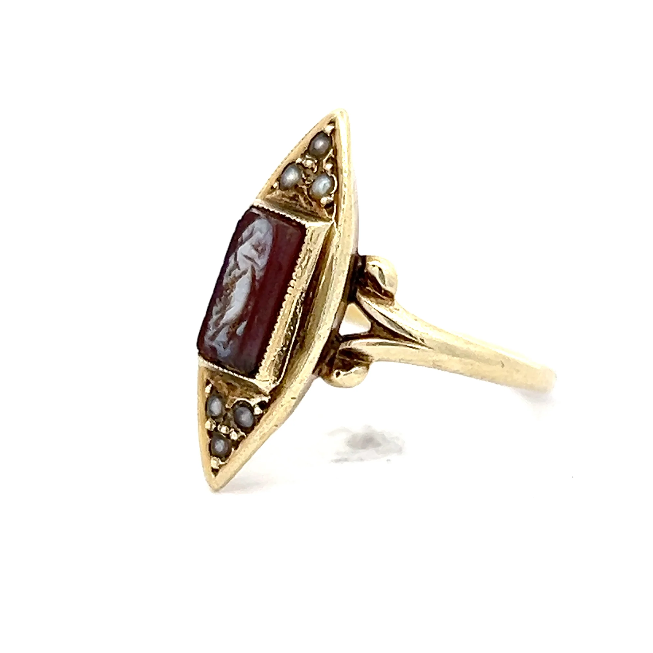 Antique Victorian Cameo Ring in 14k Yellow Gold - Image 2