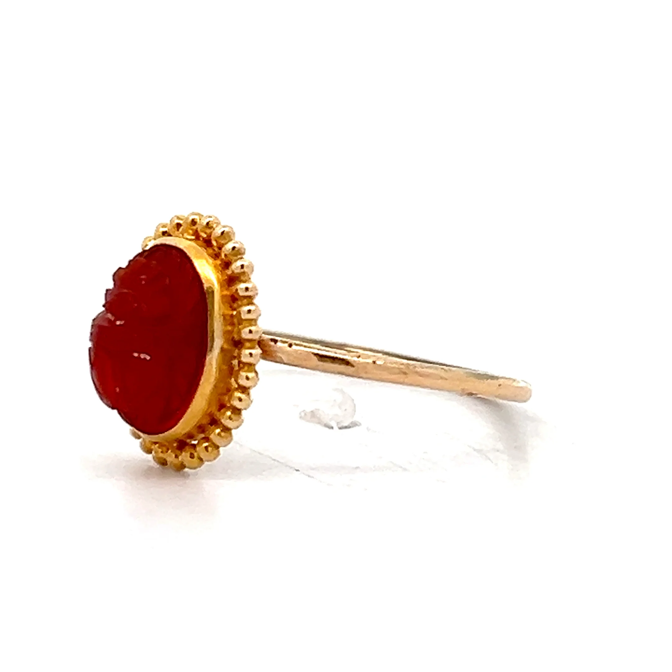 Antique Victorian Carved Scarab Ring in 14k - Image 2