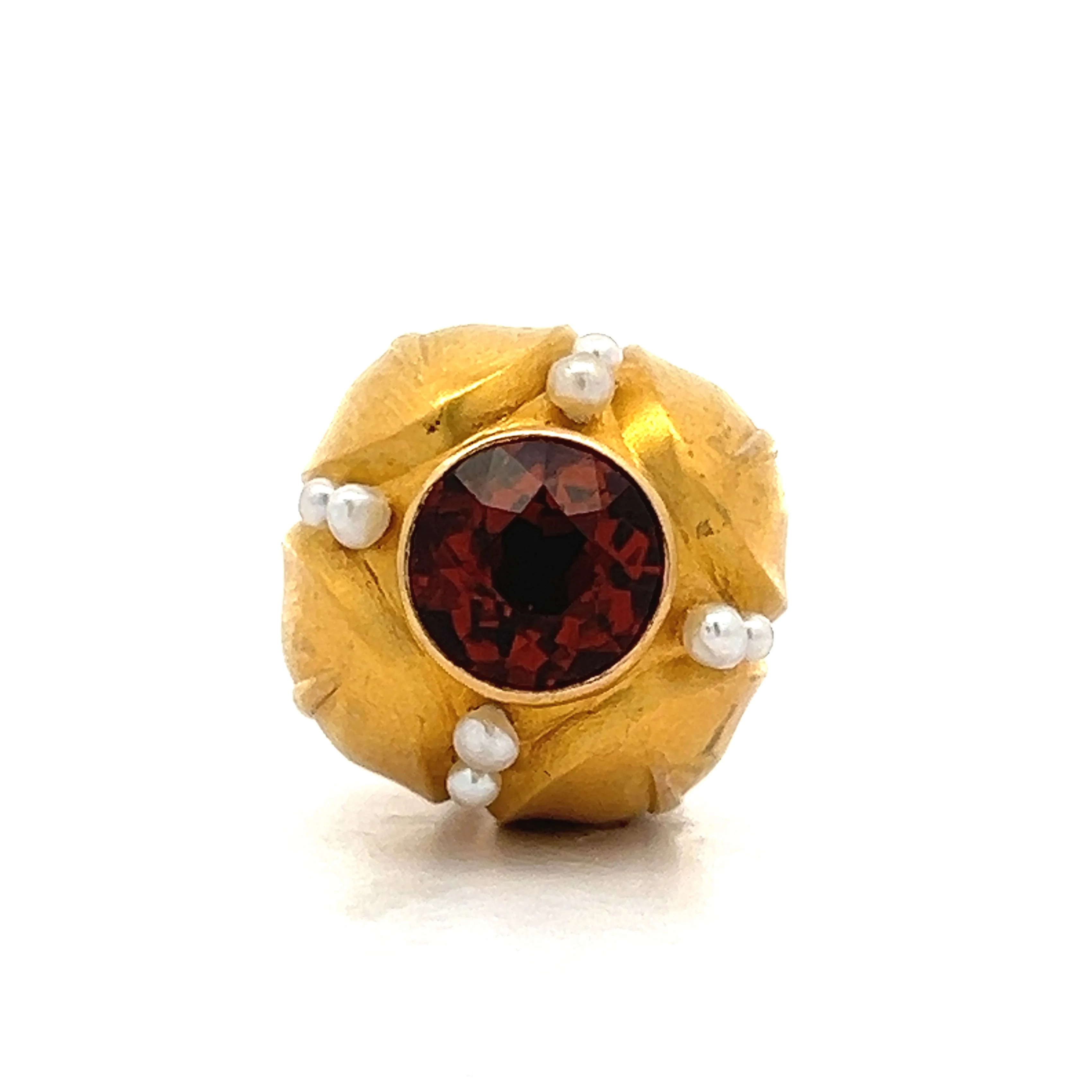 Antique Victorian Citrine & Seed Pearl Pendant in Yellow Gold - Image 2