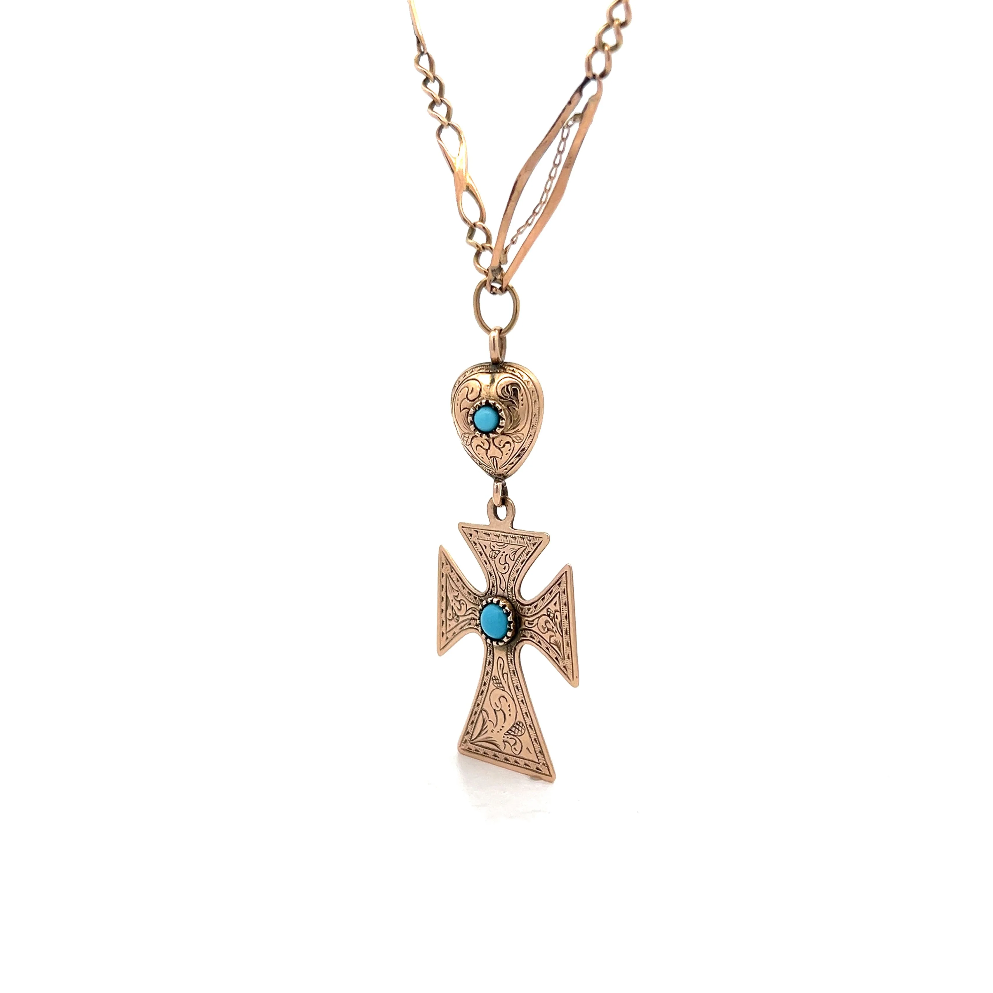 Antique Victorian Cross Pendant in 14k Rose Gold - Image 2