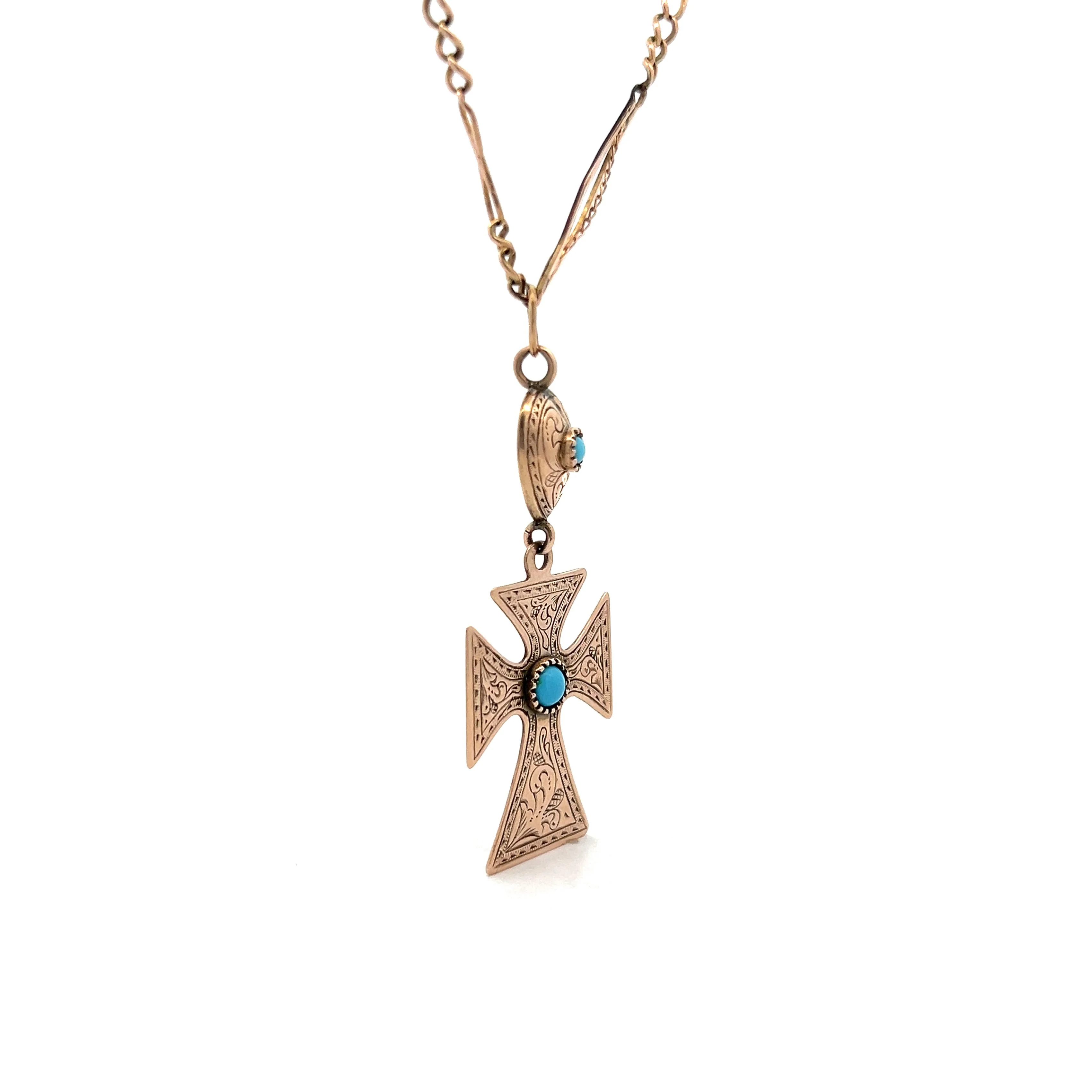 Antique Victorian Cross Pendant in 14k Rose Gold - Image 3