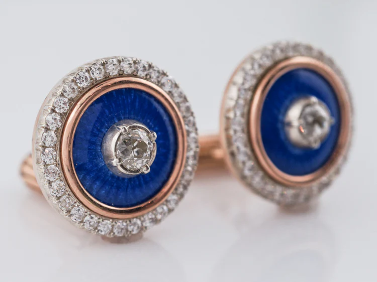 **RTV 1/15/19**Antique Victorian Cufflinks Russian 2.07 Old Mine Cut Diamonds in 13.5k Yellow Gold - Image 2