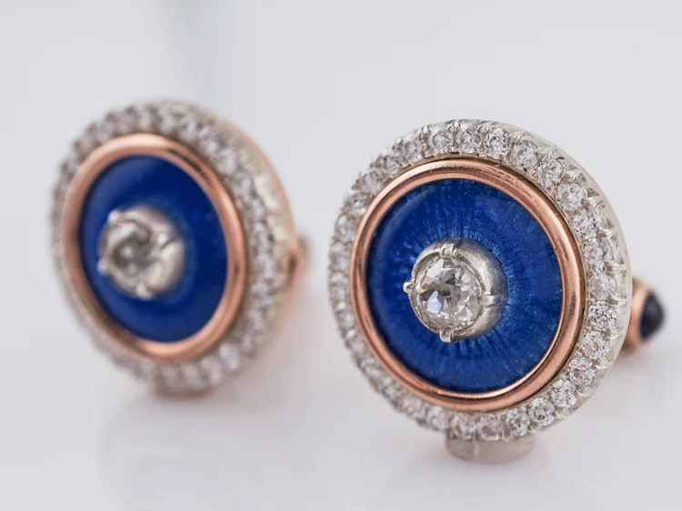 **RTV 1/15/19**Antique Victorian Cufflinks Russian 2.07 Old Mine Cut Diamonds in 13.5k Yellow Gold - Image 3