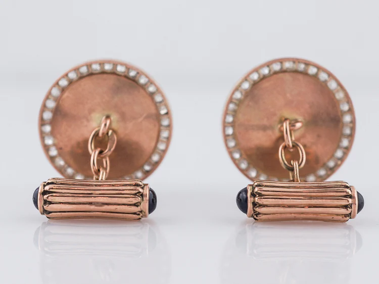 **RTV 1/15/19**Antique Victorian Cufflinks Russian 2.07 Old Mine Cut Diamonds in 13.5k Yellow Gold - Image 4