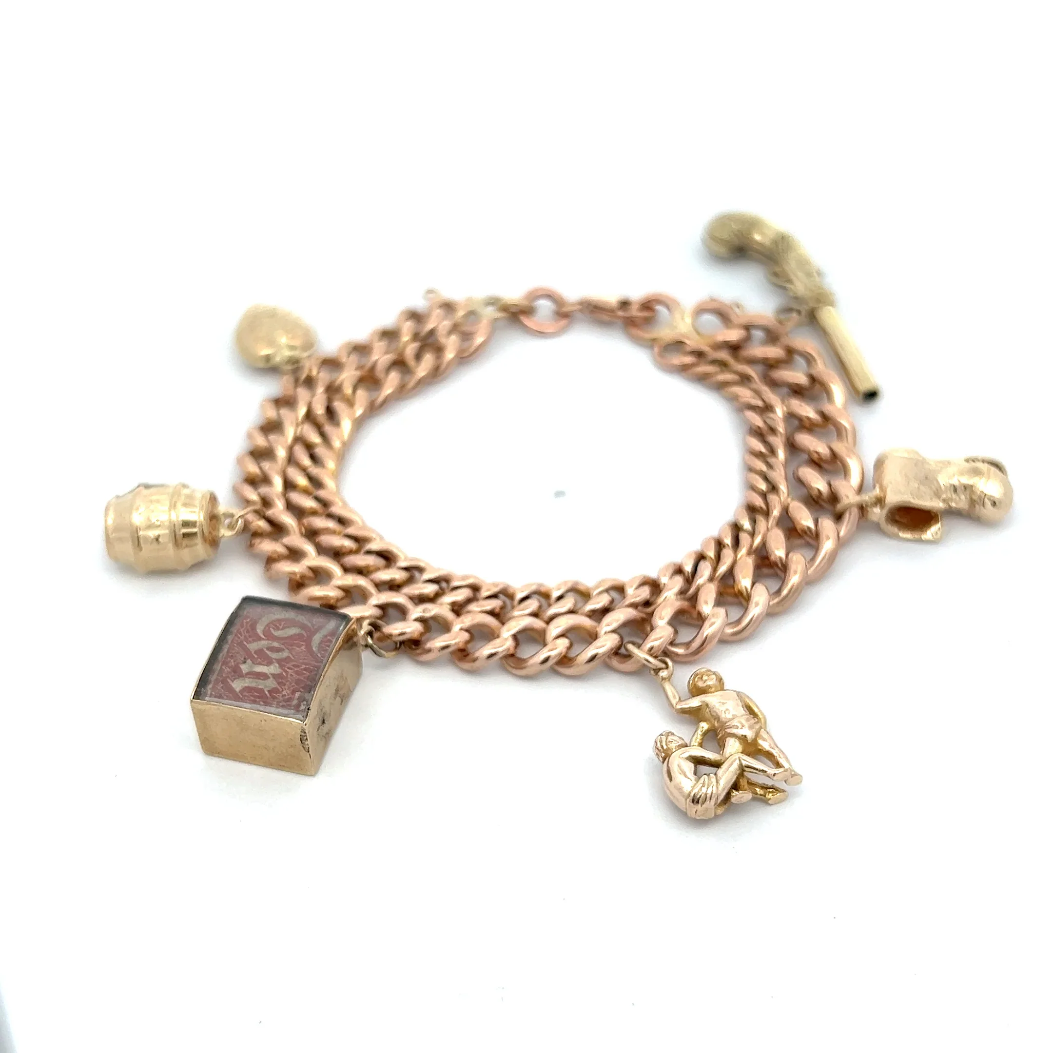 Antique Victorian Curb Link Charm Bracelet in 9k