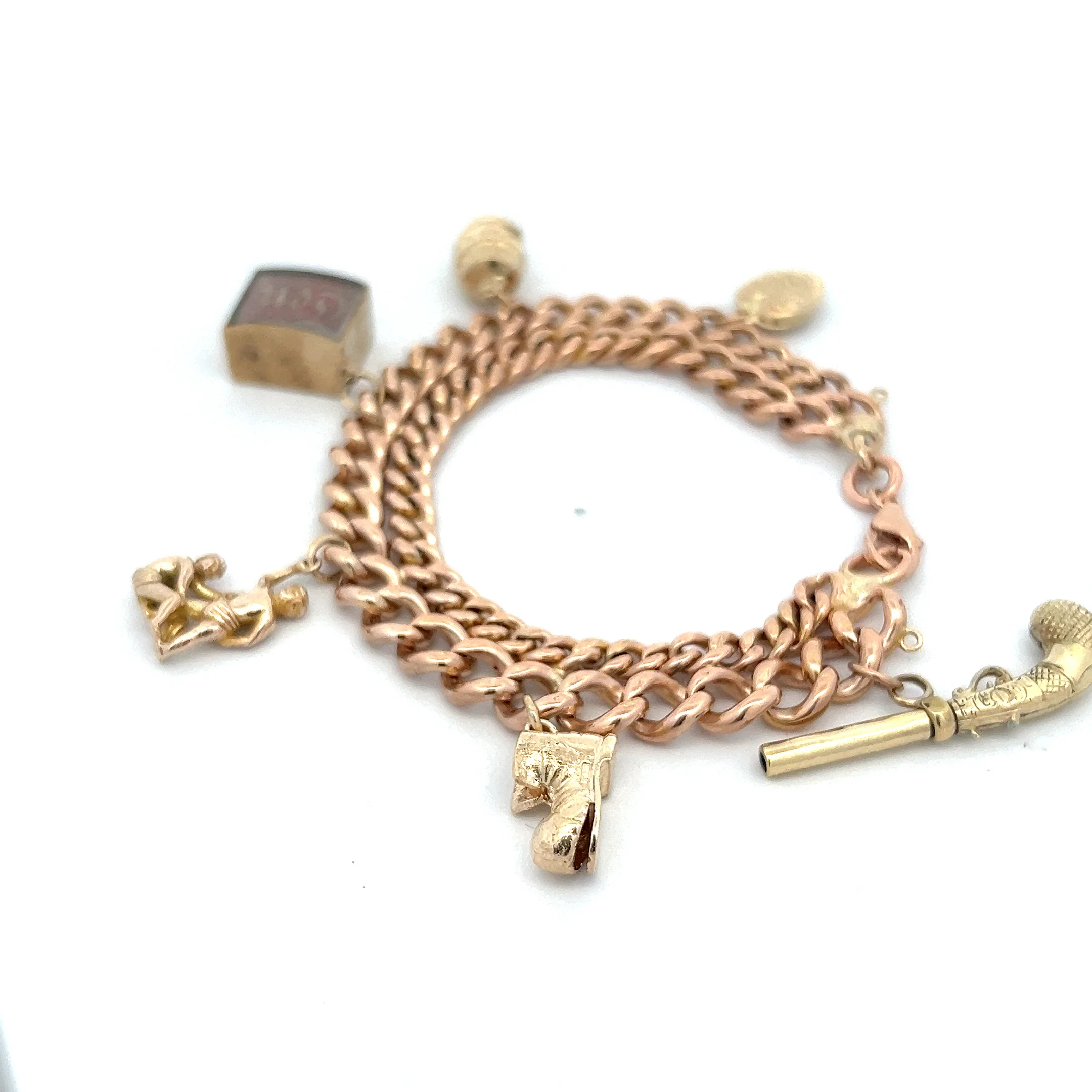 Antique Victorian Curb Link Charm Bracelet in 9k - Image 2