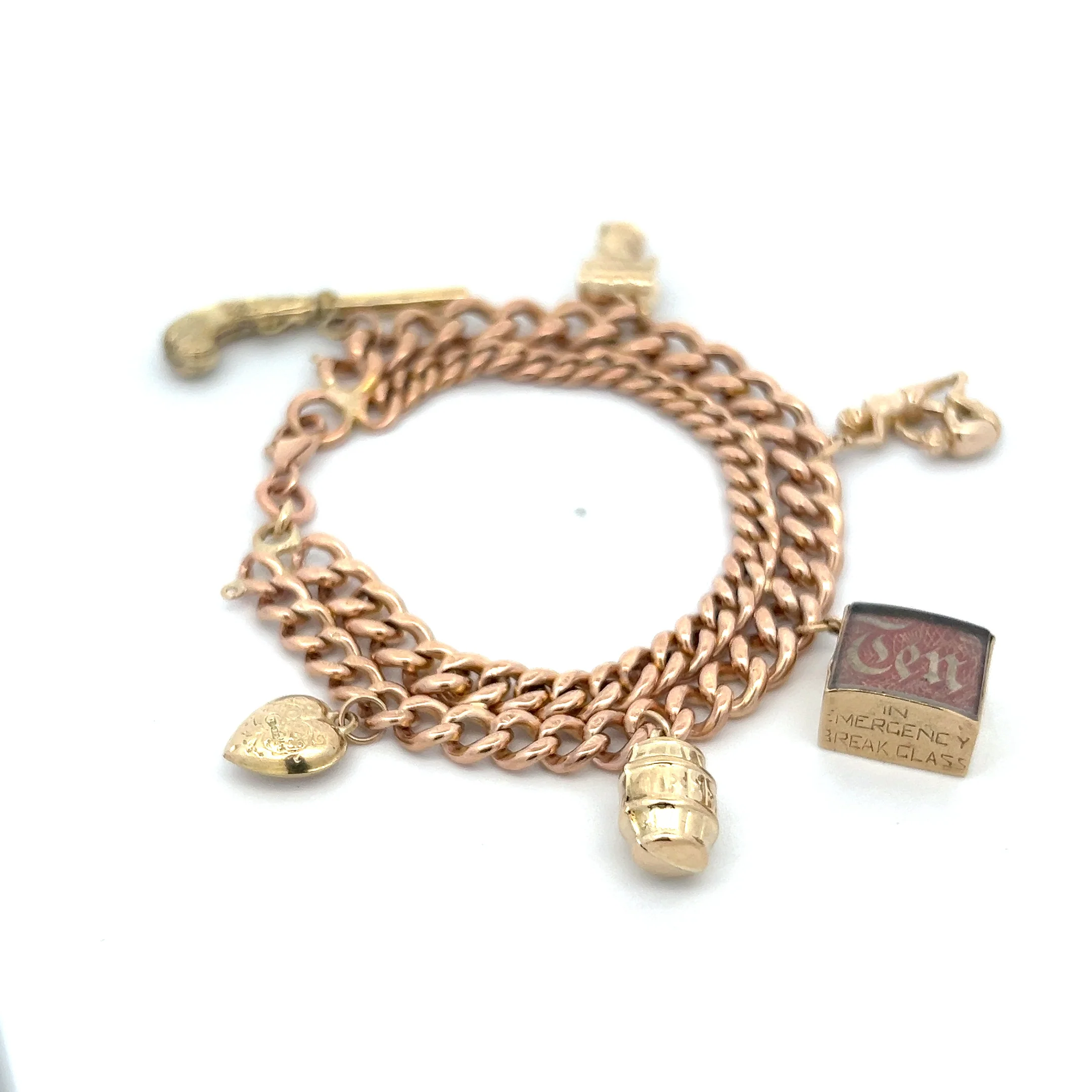 Antique Victorian Curb Link Charm Bracelet in 9k - Image 3