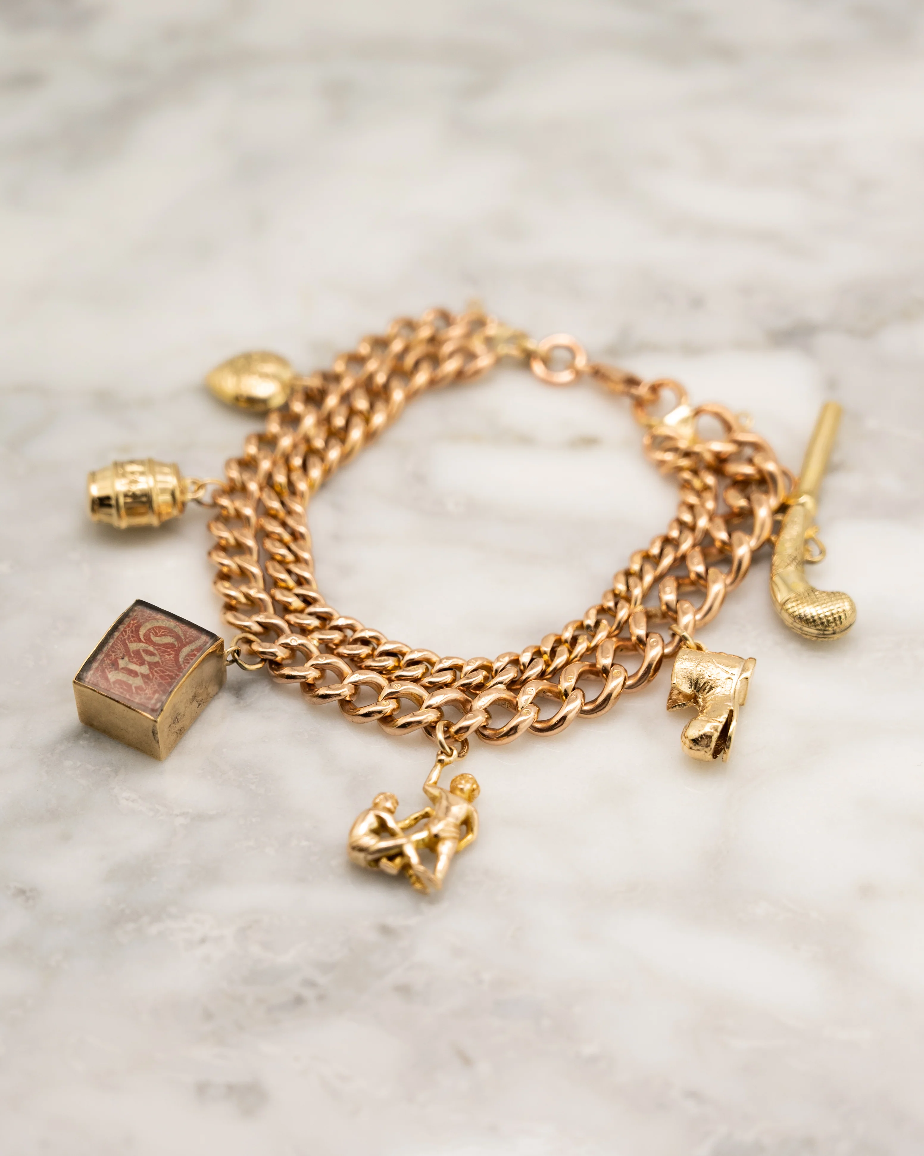 Antique Victorian Curb Link Charm Bracelet in 9k - Image 6