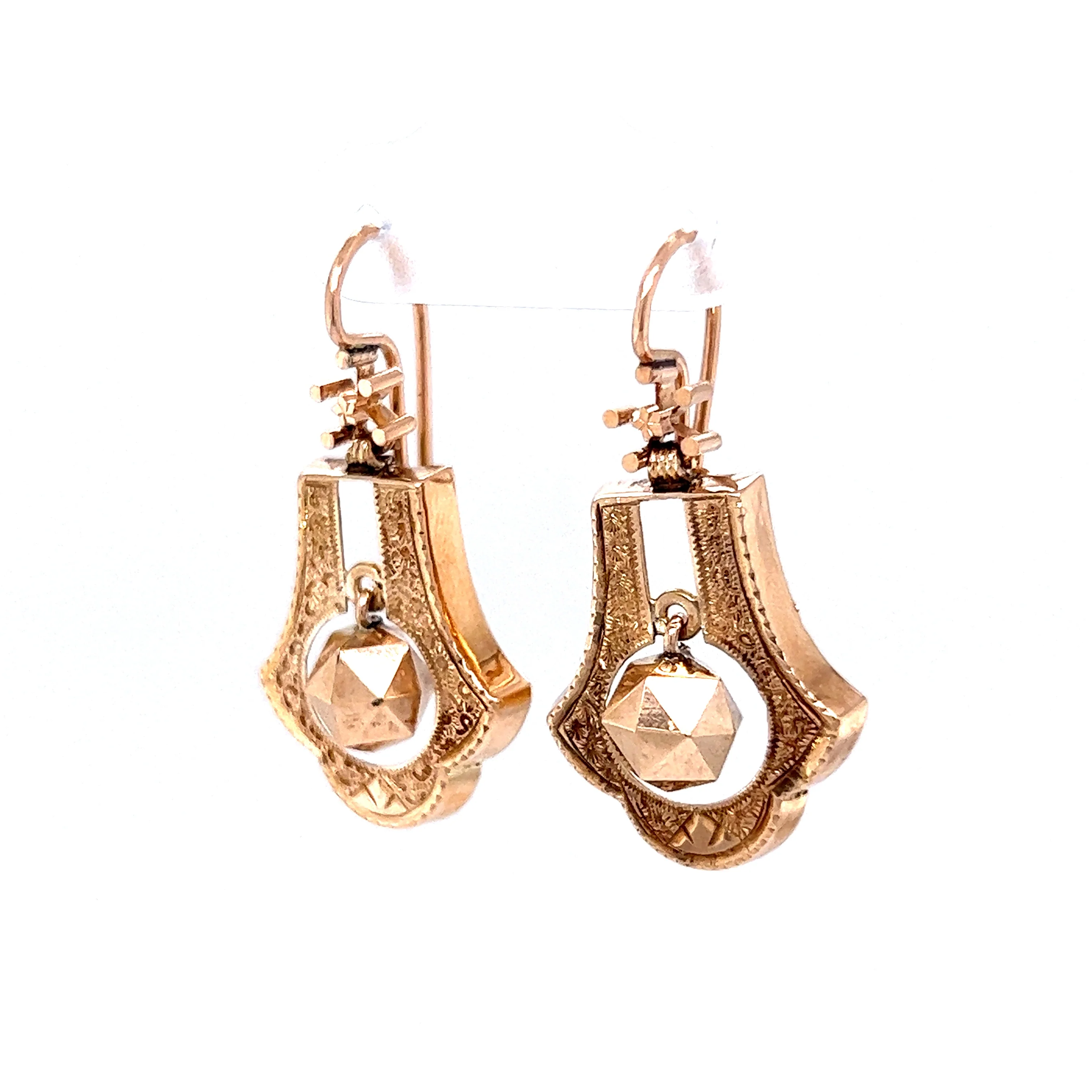 Antique Victorian Dangle Earrings in 14k Yellow Gold - Image 3