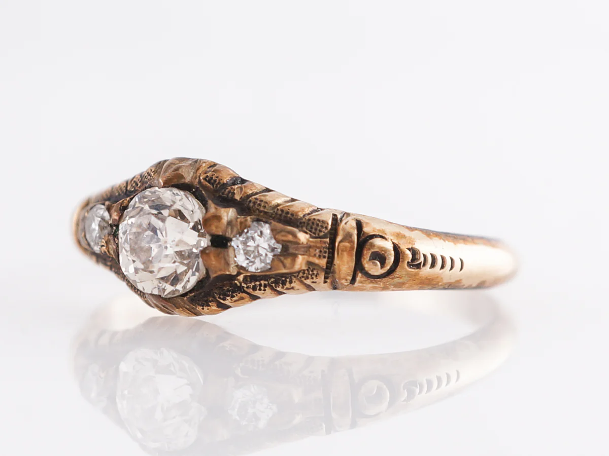 Antique Victorian Diamond Engagement Ring in 14K Yellow Gold - Image 2