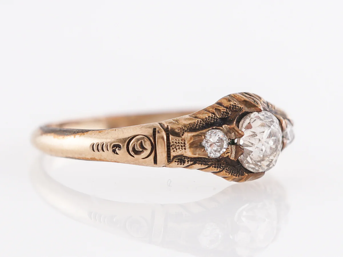 Antique Victorian Diamond Engagement Ring in 14K Yellow Gold - Image 3