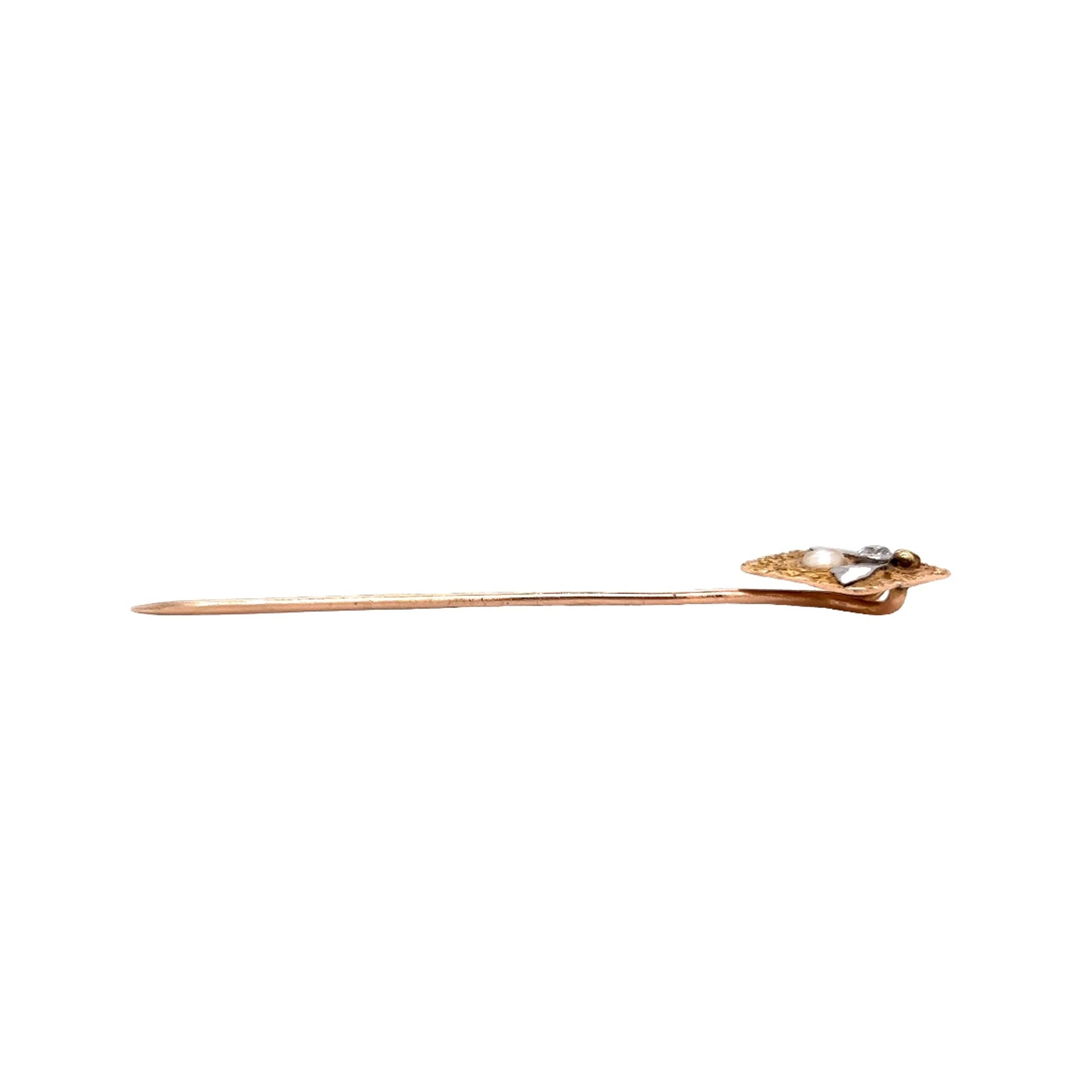 Antique Victorian Bee Diamond Pin in 14k Yellow Gold - Image 3