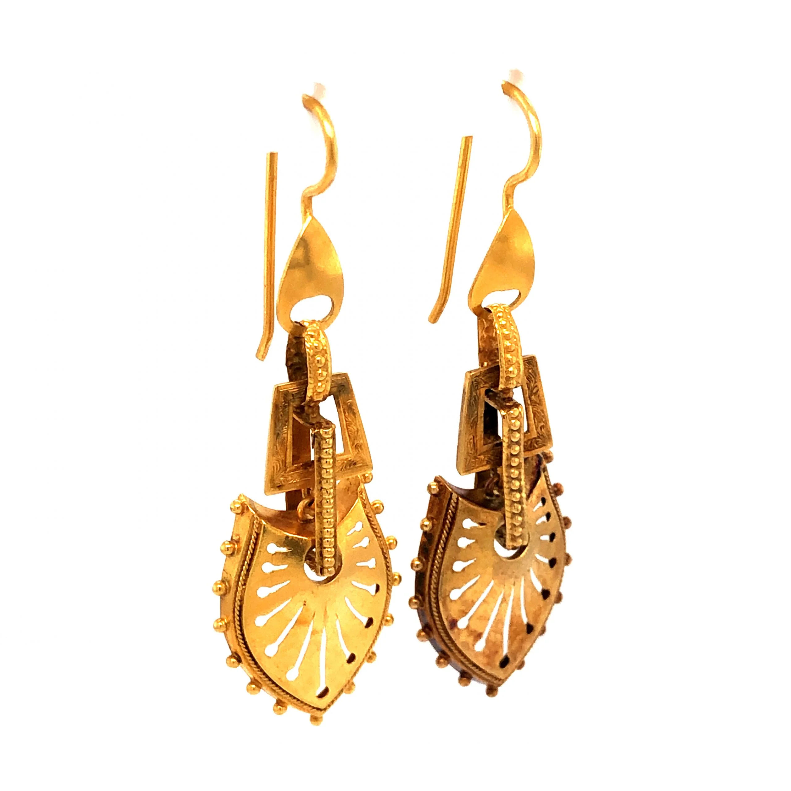 Antique Victorian Drop Earrings in 18k Yellow Gold - Image 3