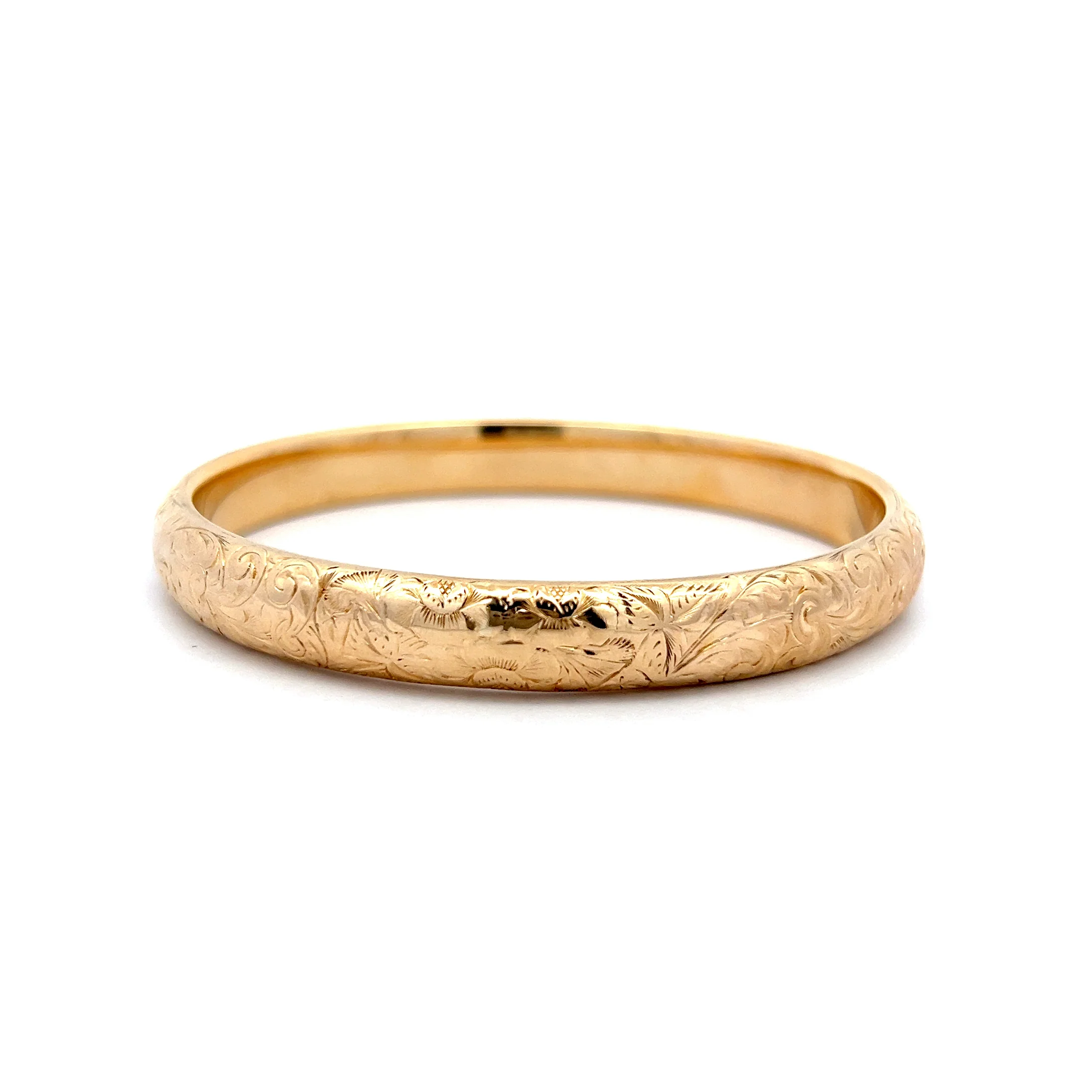 Antique Victorian Floral Bangle Bracelet in 14k - Image 2