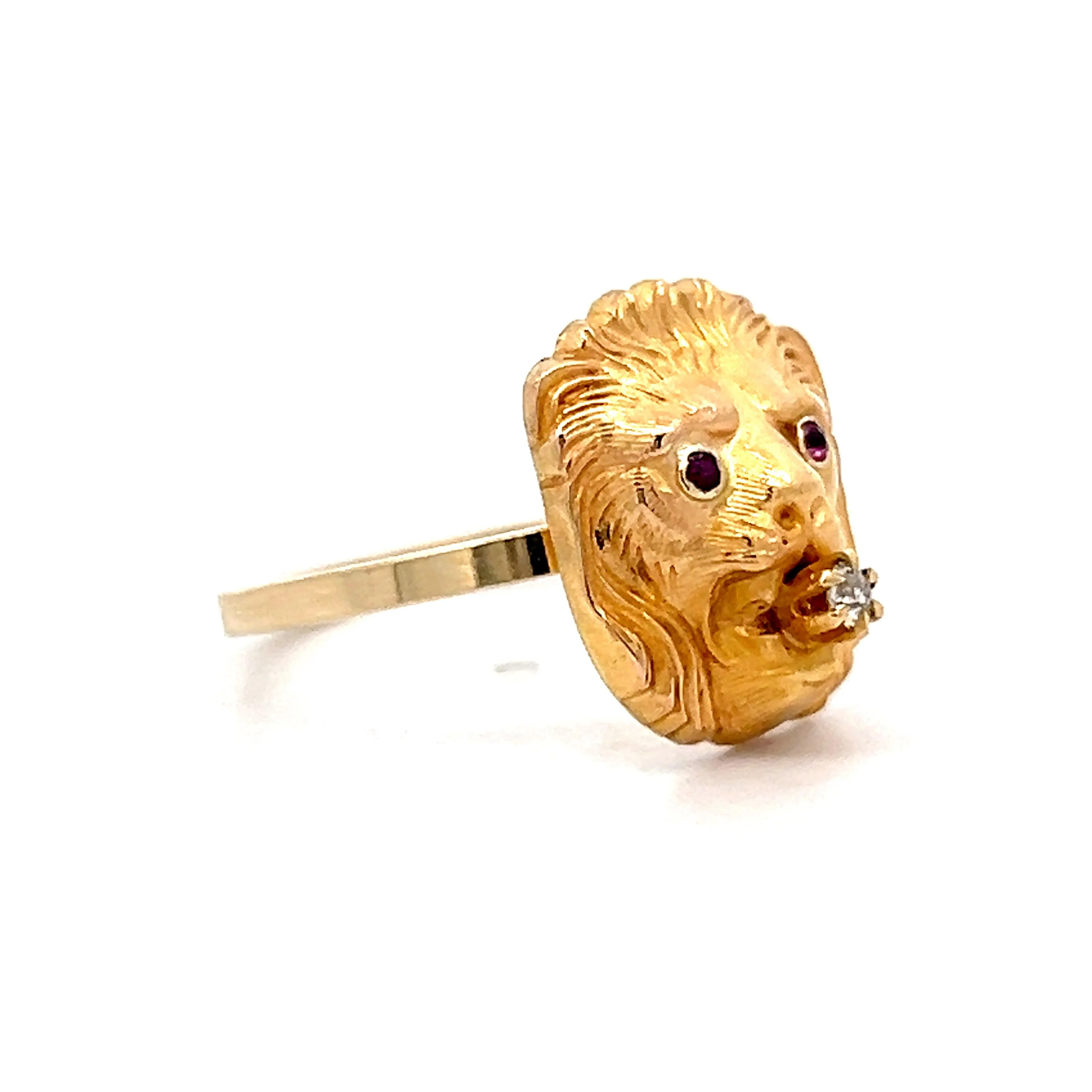 Antique Victorian Lions Head Ring in 14k Yellow Gold - Image 3