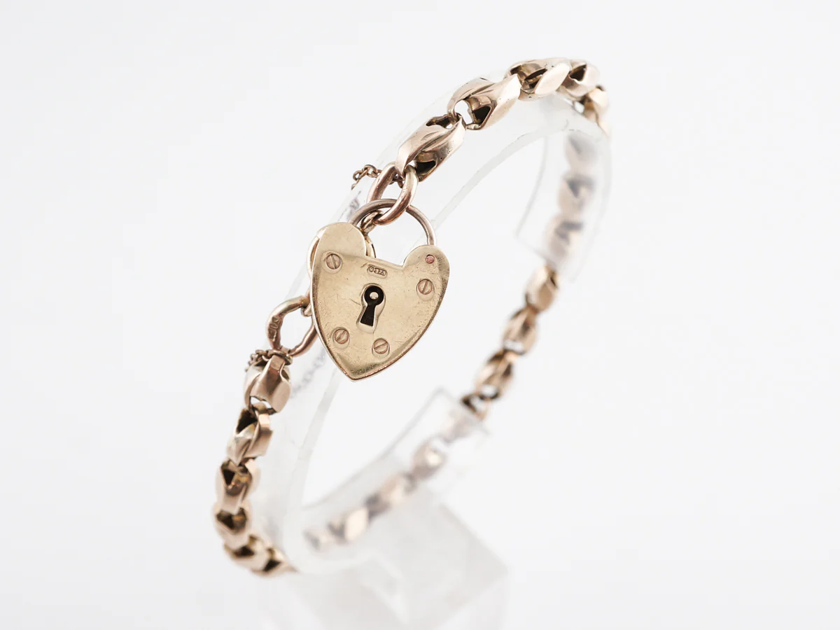 Antique Victorian Lock Bracelet in 12K Yellow Gold - Image 3