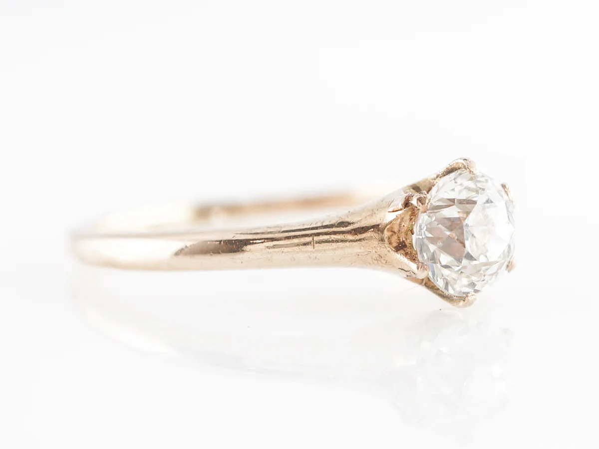 Antique Victorian Mine Cut Solitaire Diamond Engagement Ring - Image 3