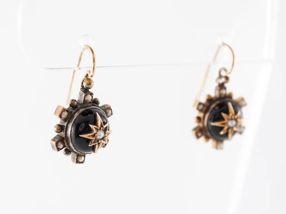 Antique Victorian Mourning Earrings in 18k Yellow Gold - Image 3