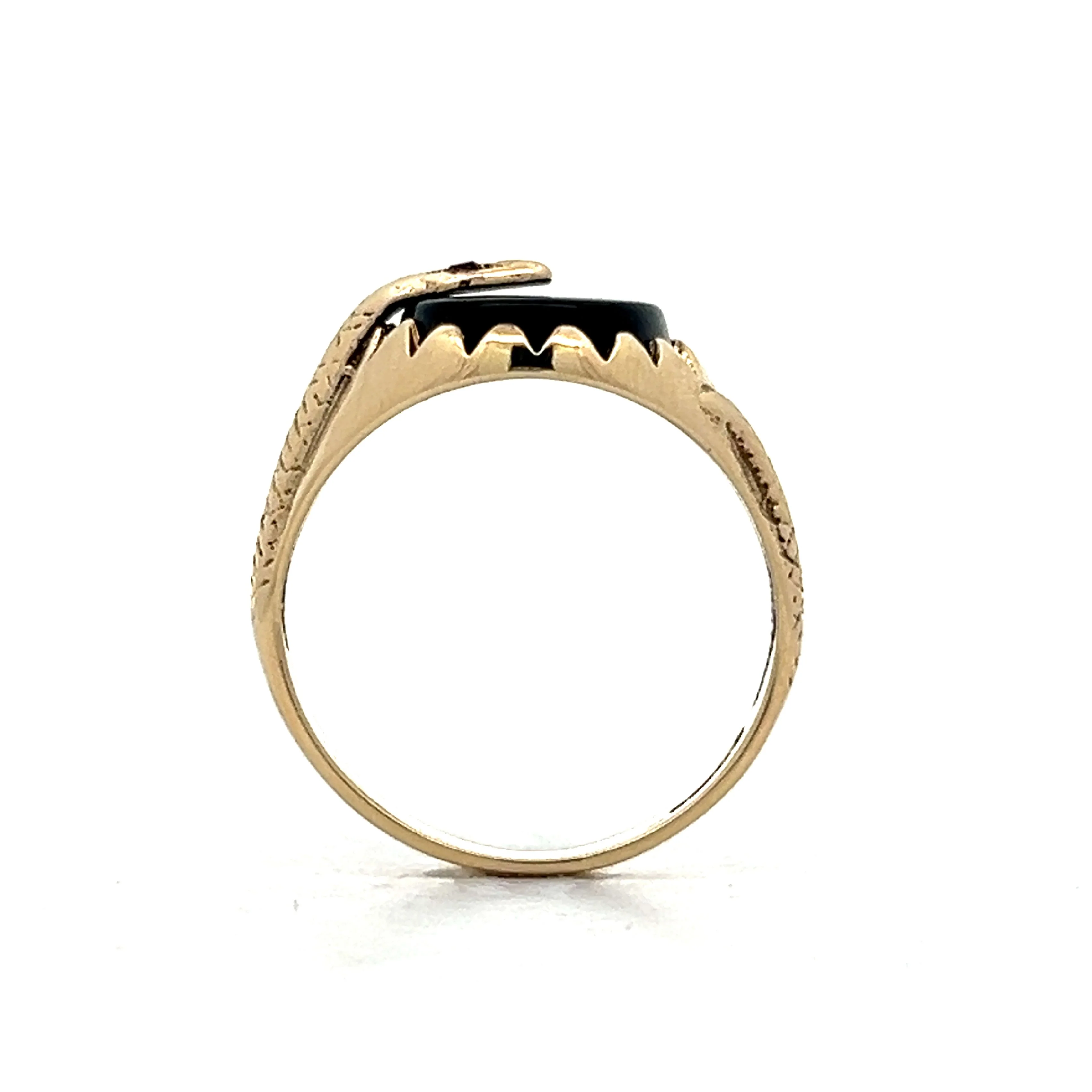Antique Victorian Onyx & Citrine Snake Ring in 9K Yellow Gold - Image 4