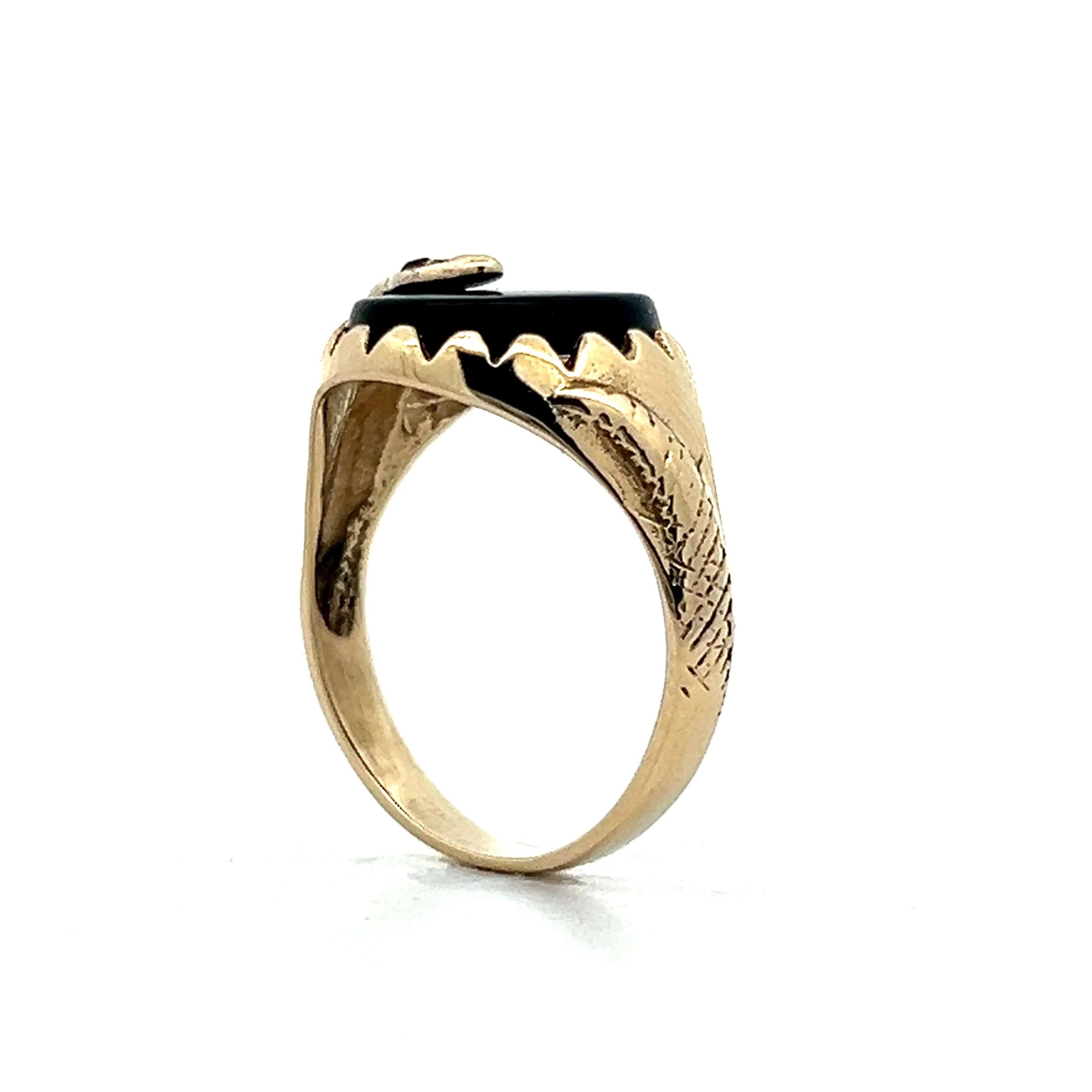 Antique Victorian Onyx & Citrine Snake Ring in 9K Yellow Gold - Image 5