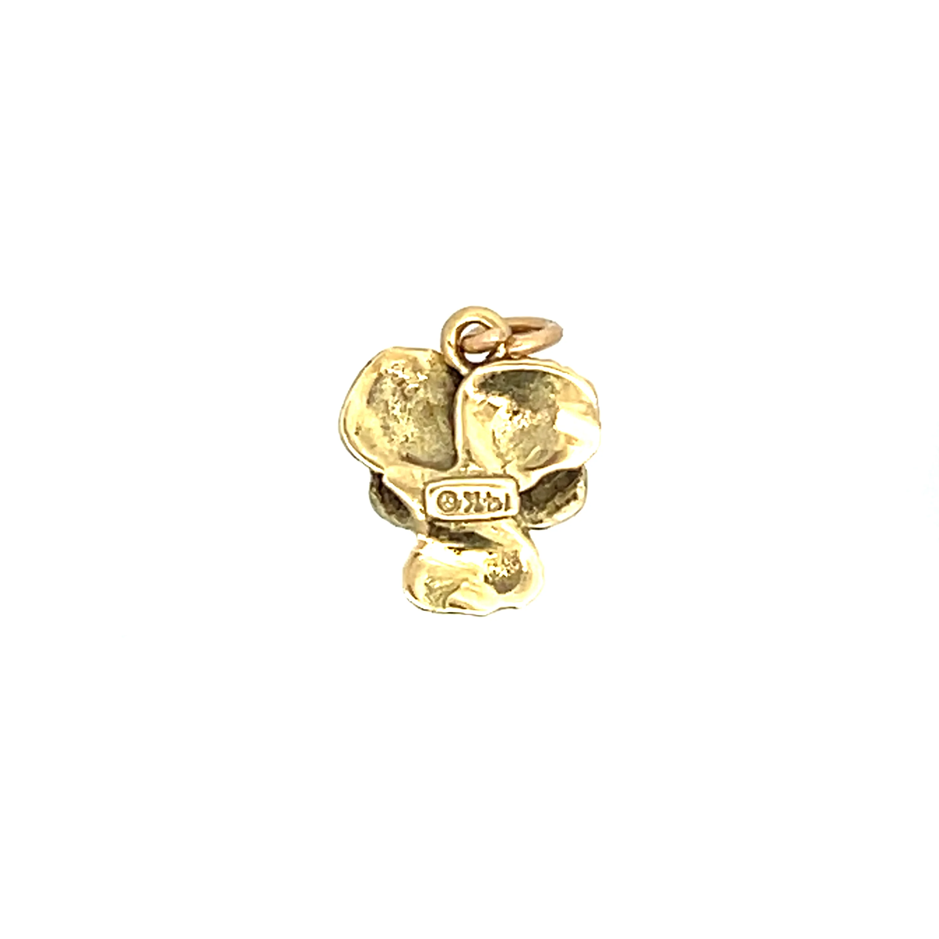 Antique Victorian Pansy Charm in 14k Yellow Gold - Image 2