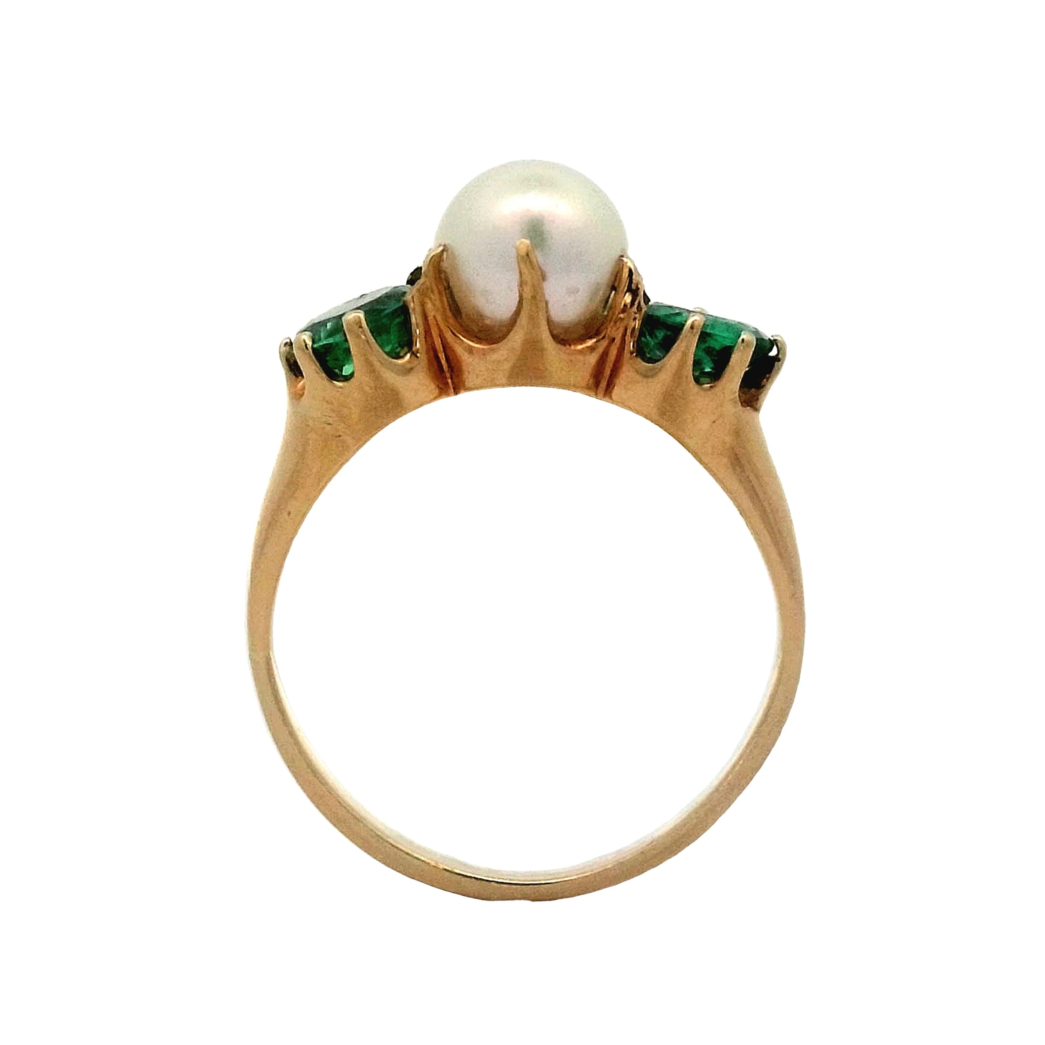 Antique Victorian Pearl & Emerald Ring in 14k - Image 4