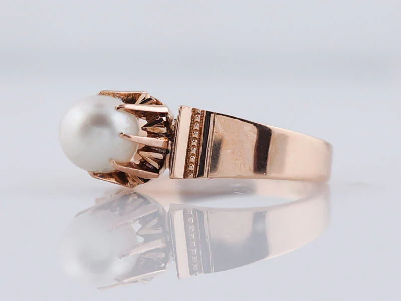Antique Victorian Pearl Right Hand Ring in 14k & 18k Rose Gold - Image 2