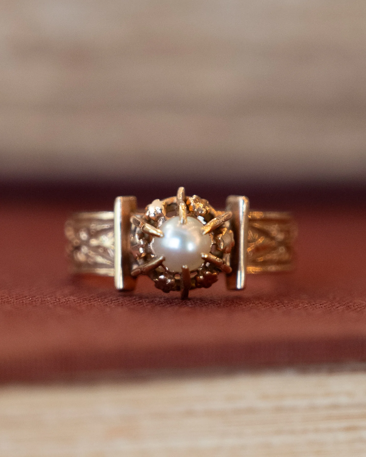 Antique Victorian Pearl Ring 14k Rose Gold - Image 10