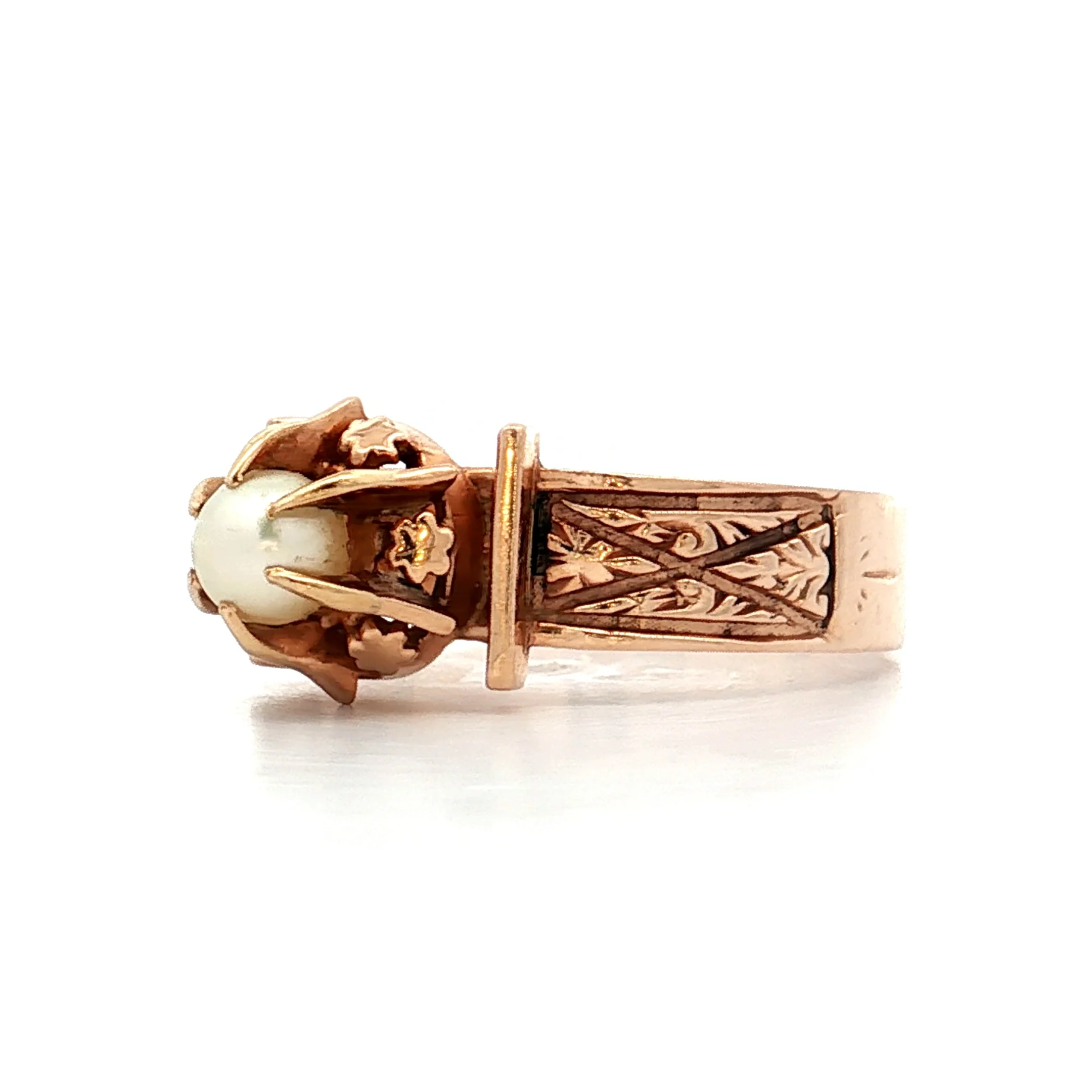 Antique Victorian Pearl Ring 14k Rose Gold - Image 2