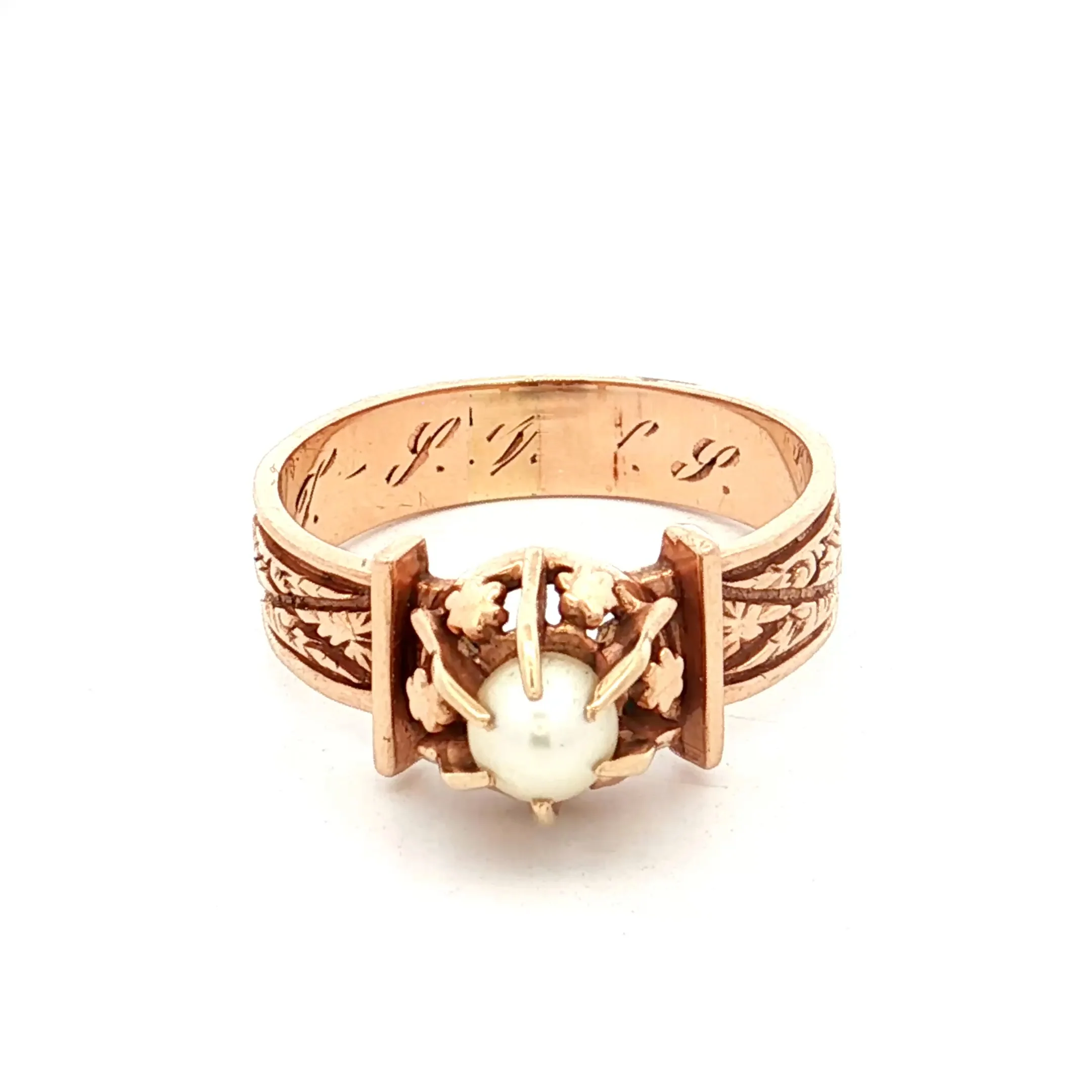 Antique Victorian Pearl Ring 14k Rose Gold - Image 4