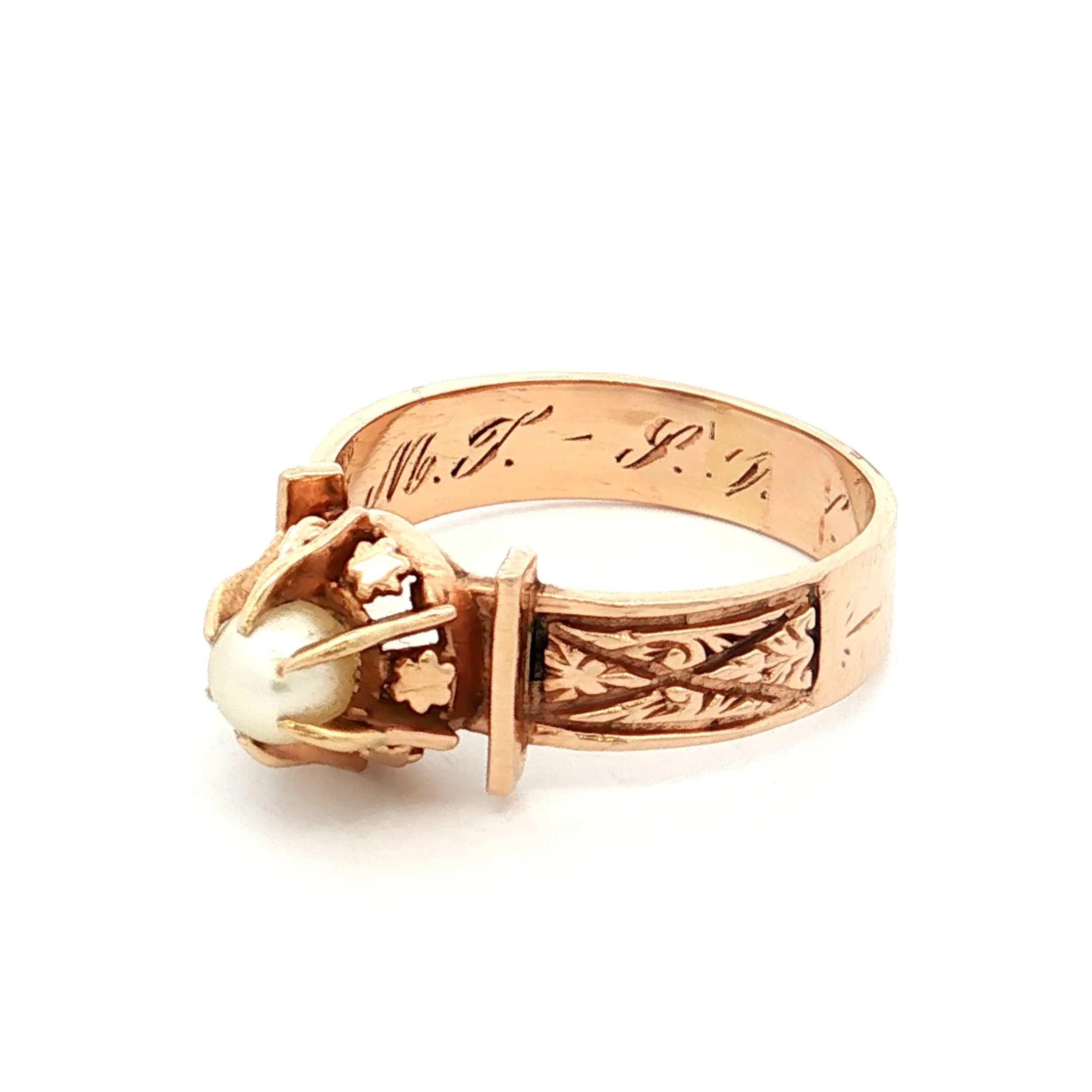 Antique Victorian Pearl Ring 14k Rose Gold - Image 5