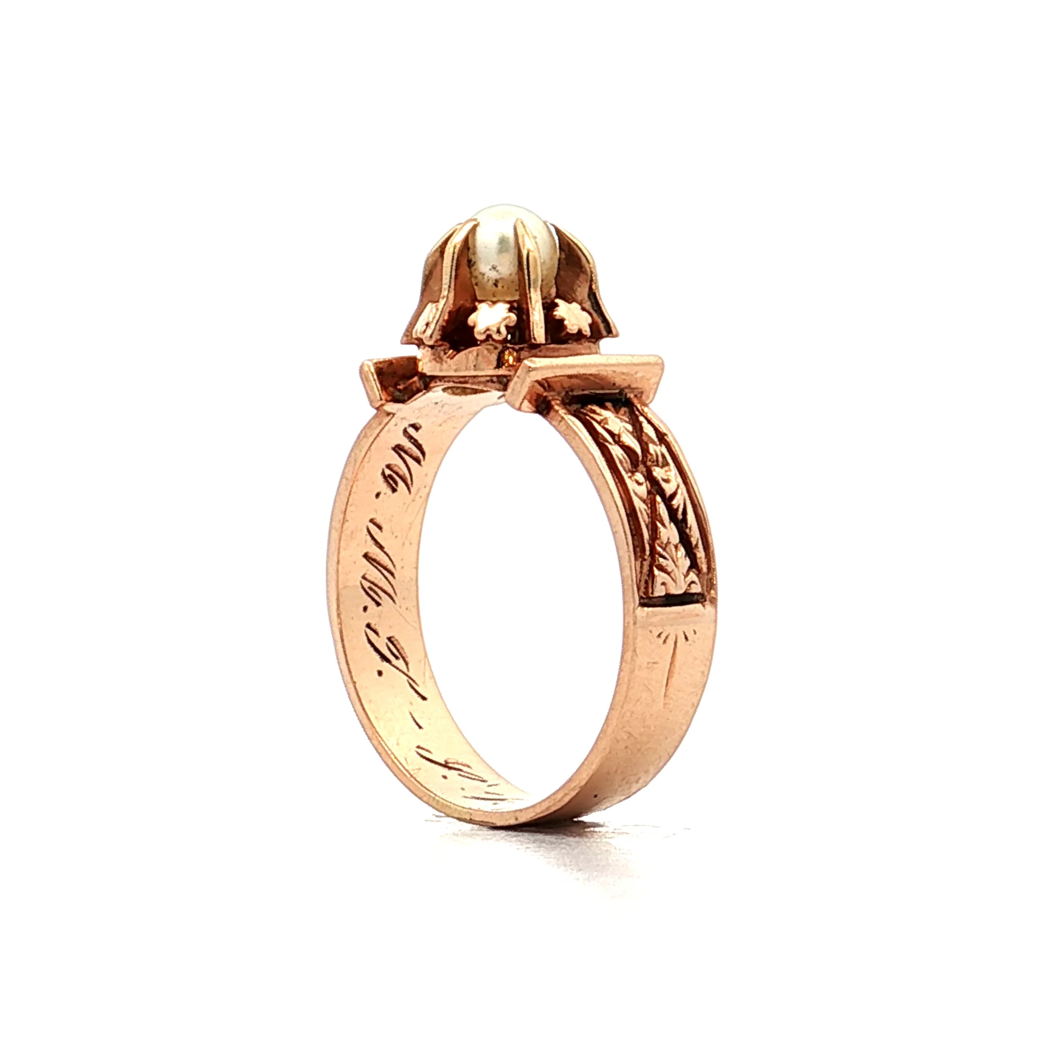 Antique Victorian Pearl Ring 14k Rose Gold - Image 8