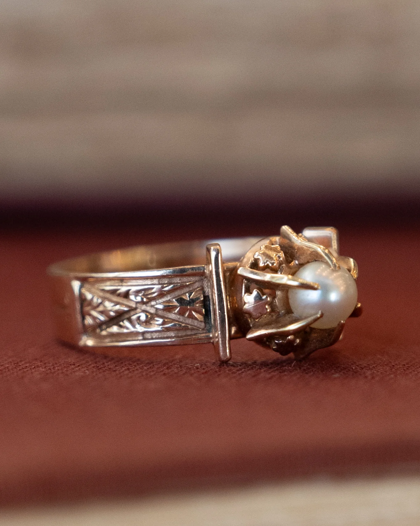 Antique Victorian Pearl Ring 14k Rose Gold - Image 9