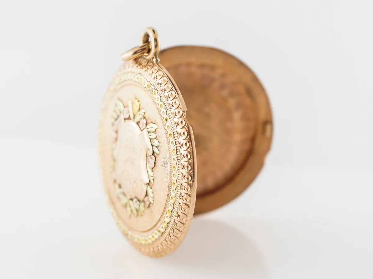 Antique Victorian Pendant w/ Diamond in Rose Gold - Image 3